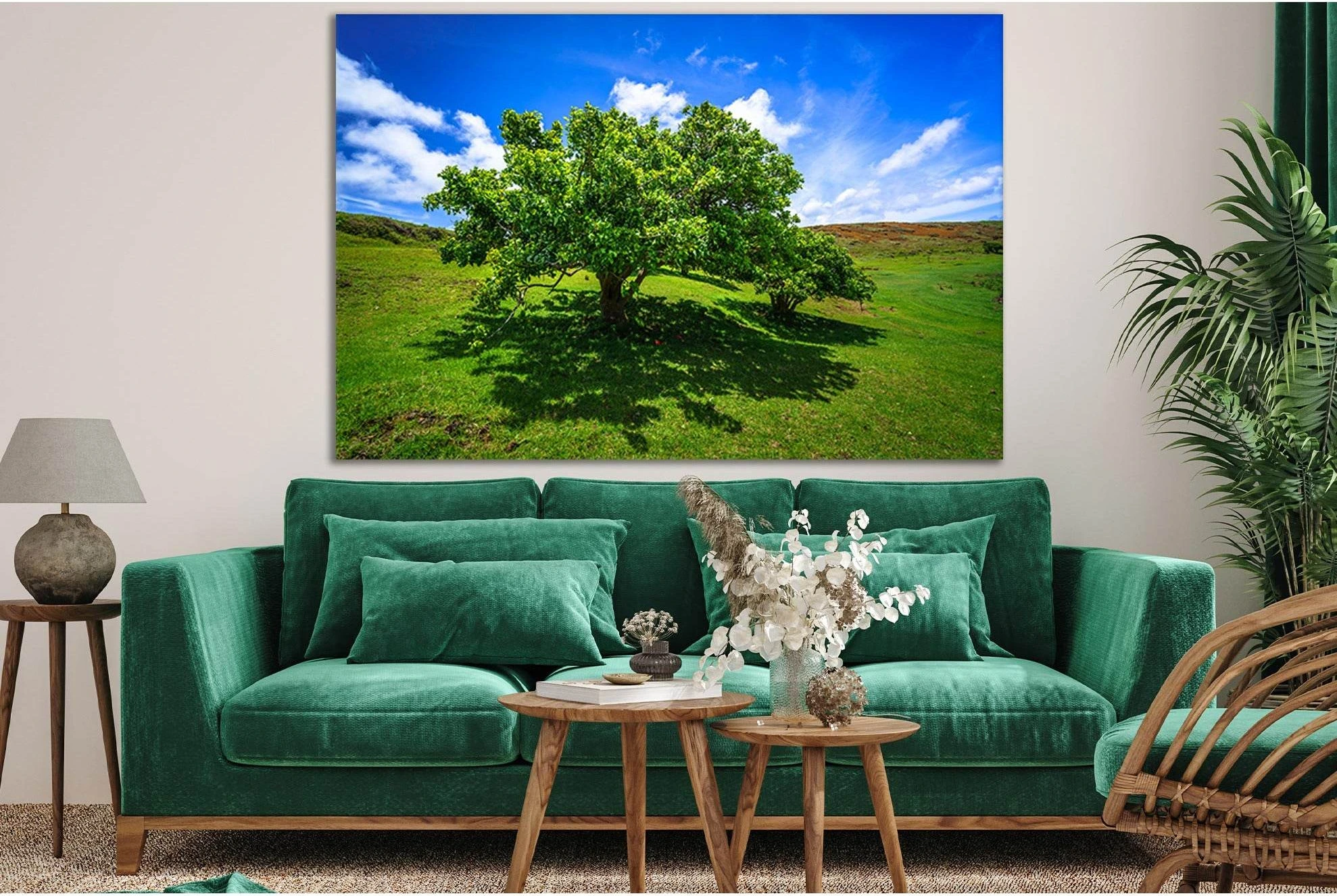 Green Tree In The Summer Day №SL1056 Ready to Hang Canvas Print - Zellart Canvas Prints 0new, ALL_Products, Trees Wall Art