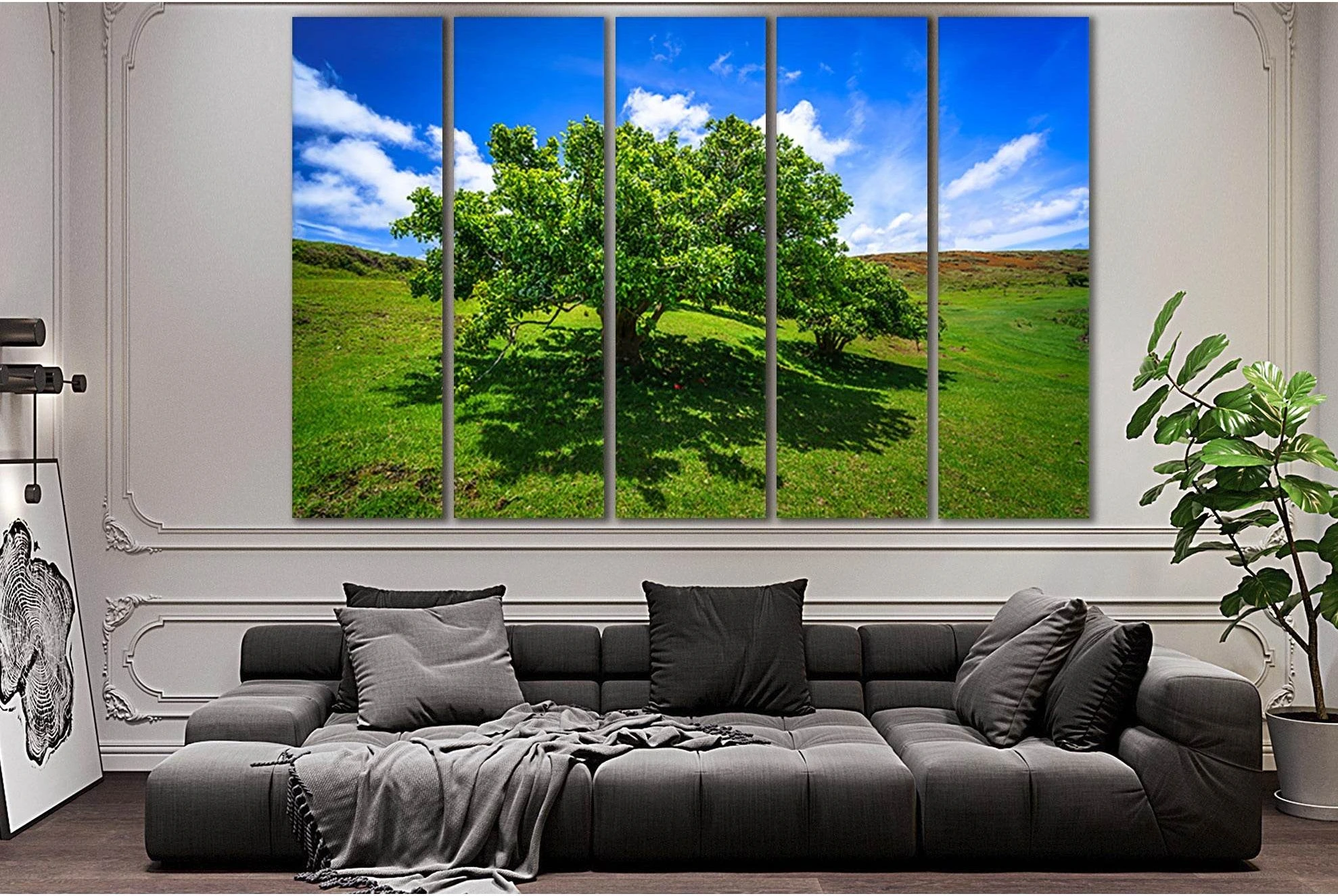 Green Tree In The Summer Day №SL1056 Ready to Hang Canvas Print - Zellart Canvas Prints 0new, ALL_Products, Trees Wall Art