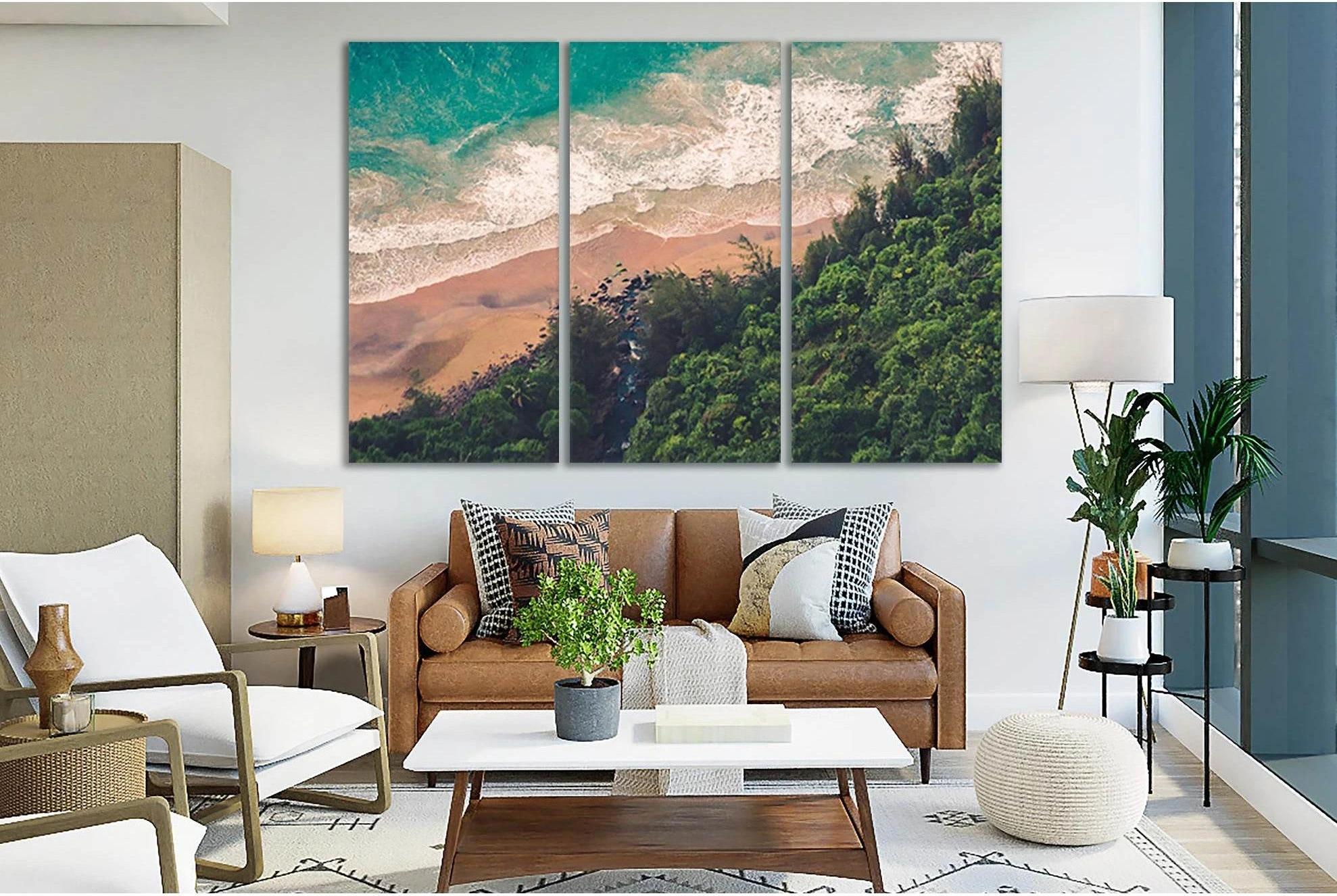 Green Trees Beach №SL113 Ready to Hang Canvas Print - Zellart Canvas Prints 0new, ALL_Products, Beach Ocean & Waves