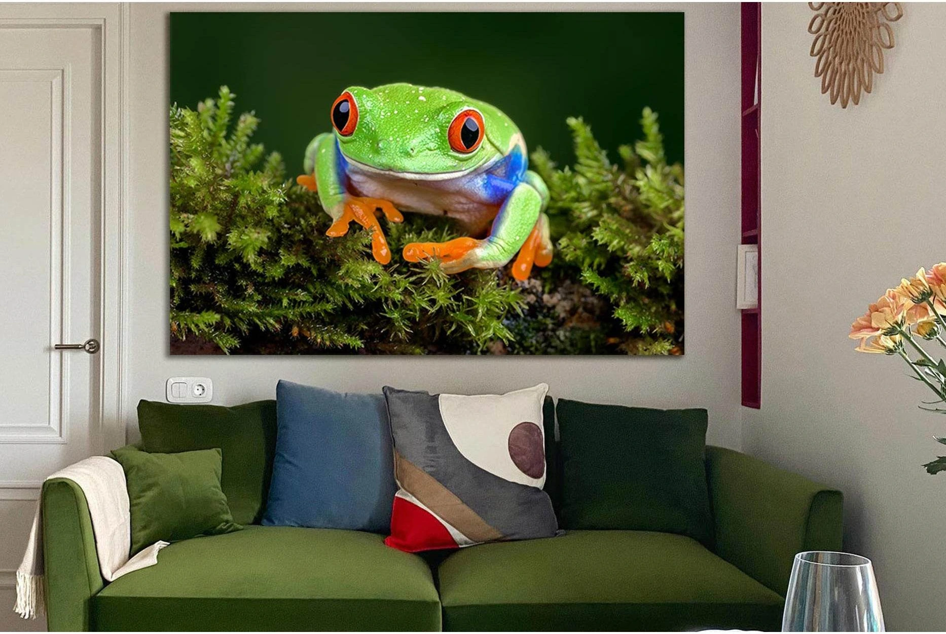 Green Tropical Frog №SL1045 Ready to Hang Canvas Print - Zellart Canvas Prints 0new, ALL_Products, Animals & Wildlife