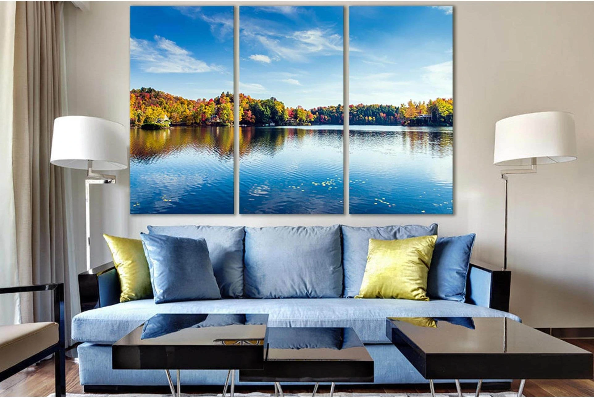 Greenwood lake Foliage Autumn №SL1478 Ready to Hang Canvas Print - Zellart Canvas Prints 0new, ALL_Products, AUTUMN WALL ART