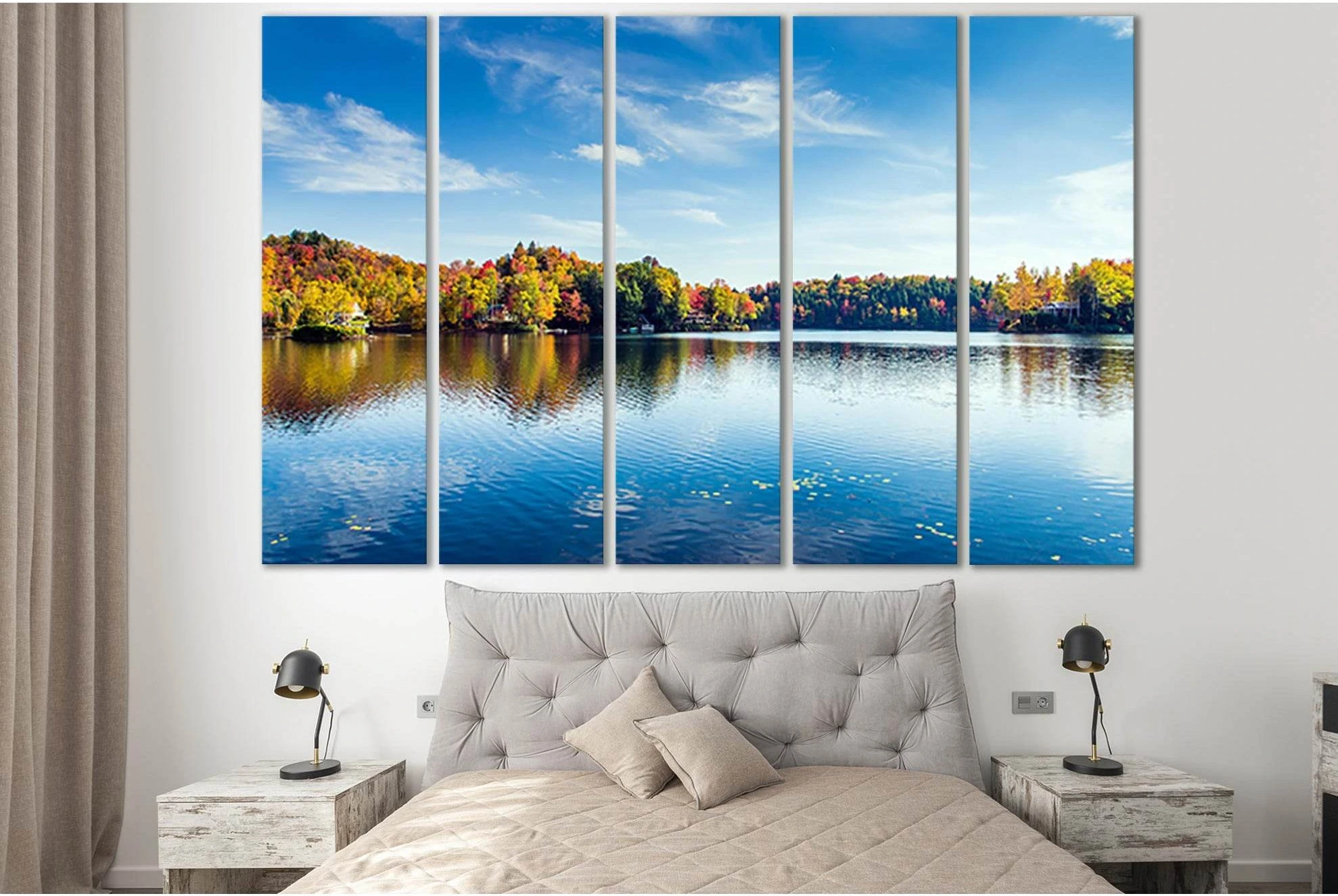 Greenwood lake Foliage Autumn №SL1478 Ready to Hang Canvas Print - Zellart Canvas Prints 0new, ALL_Products, AUTUMN WALL ART