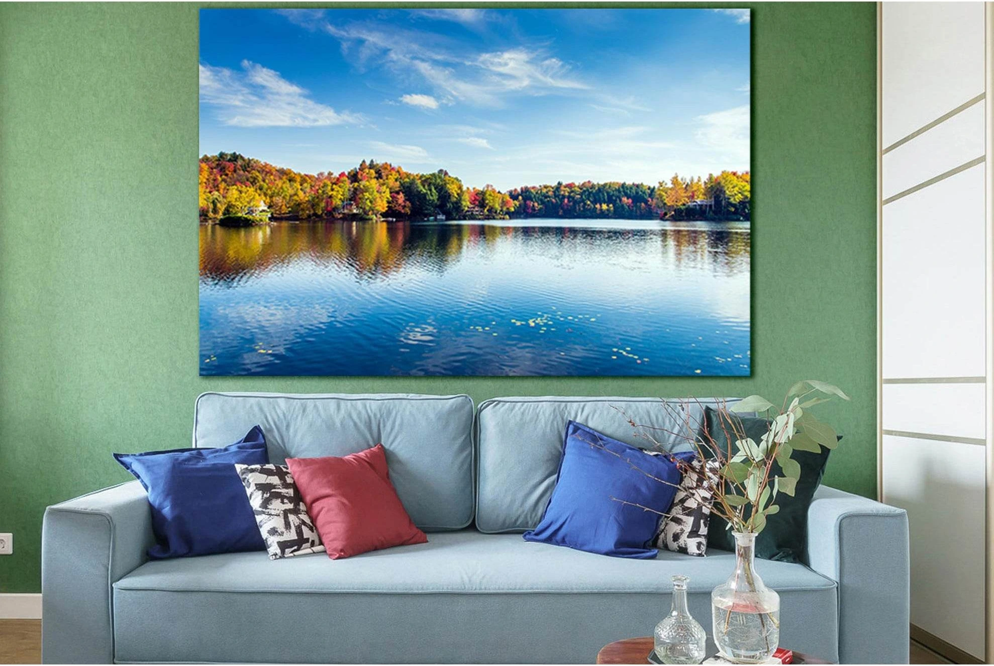Greenwood lake Foliage Autumn №SL1478 Ready to Hang Canvas Print - Zellart Canvas Prints 0new, ALL_Products, AUTUMN WALL ART