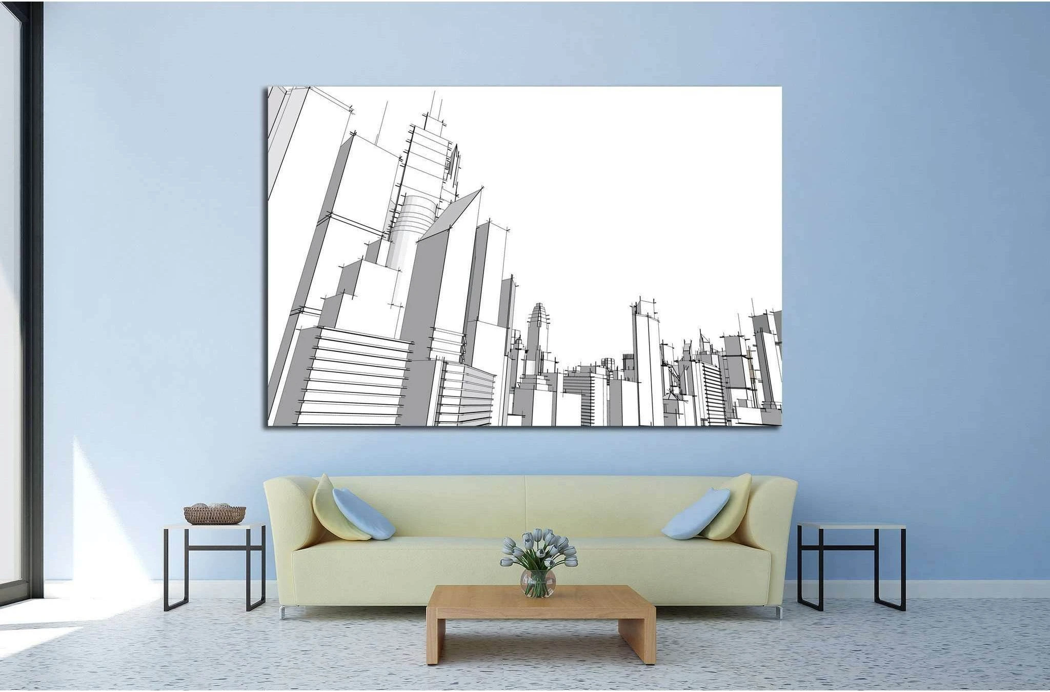 Grey city №1446 Ready to Hang Canvas Print - Zellart Canvas Prints ALL_Products, s-1446