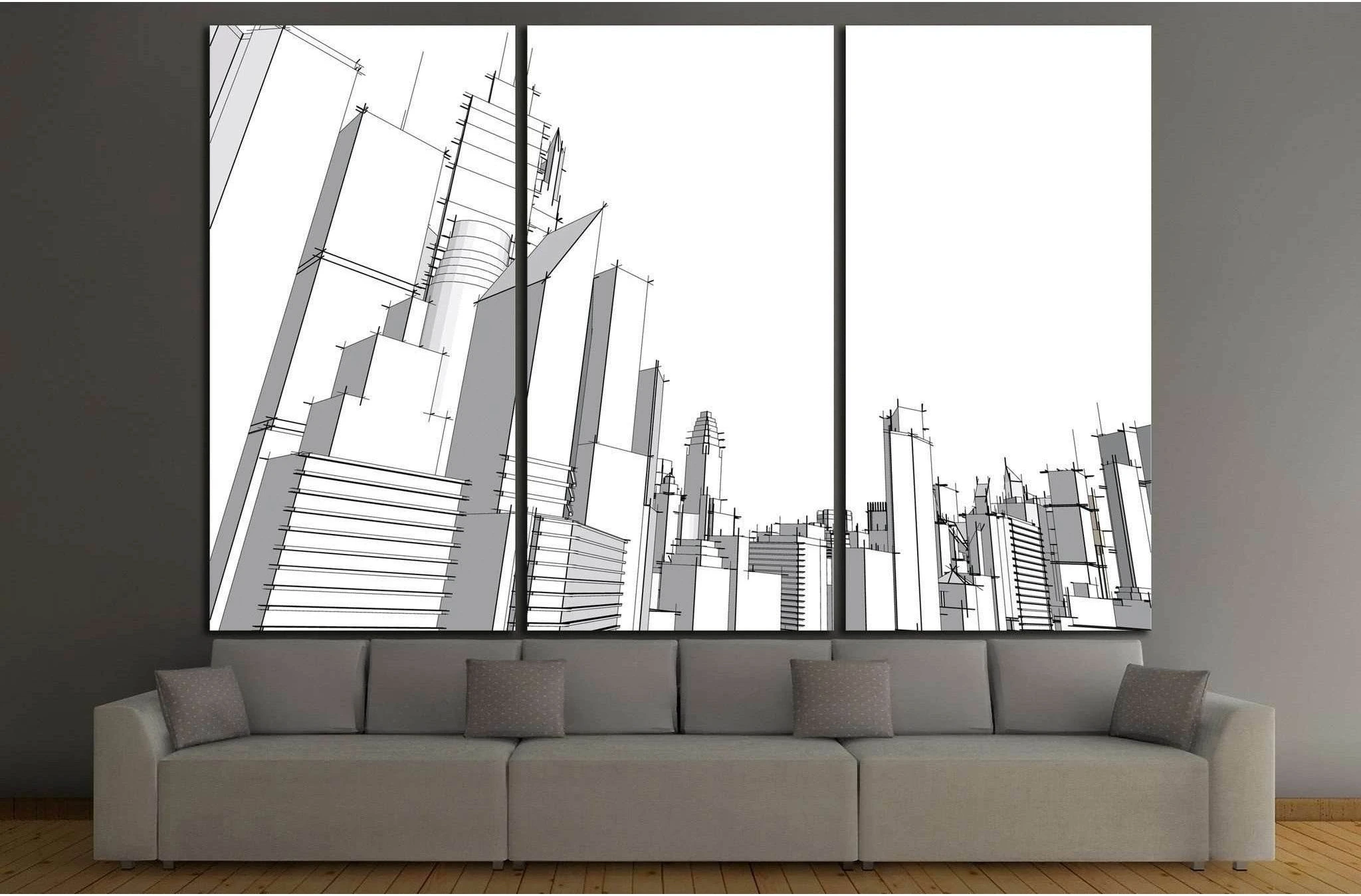 Grey city №1446 Ready to Hang Canvas Print - Zellart Canvas Prints ALL_Products, s-1446