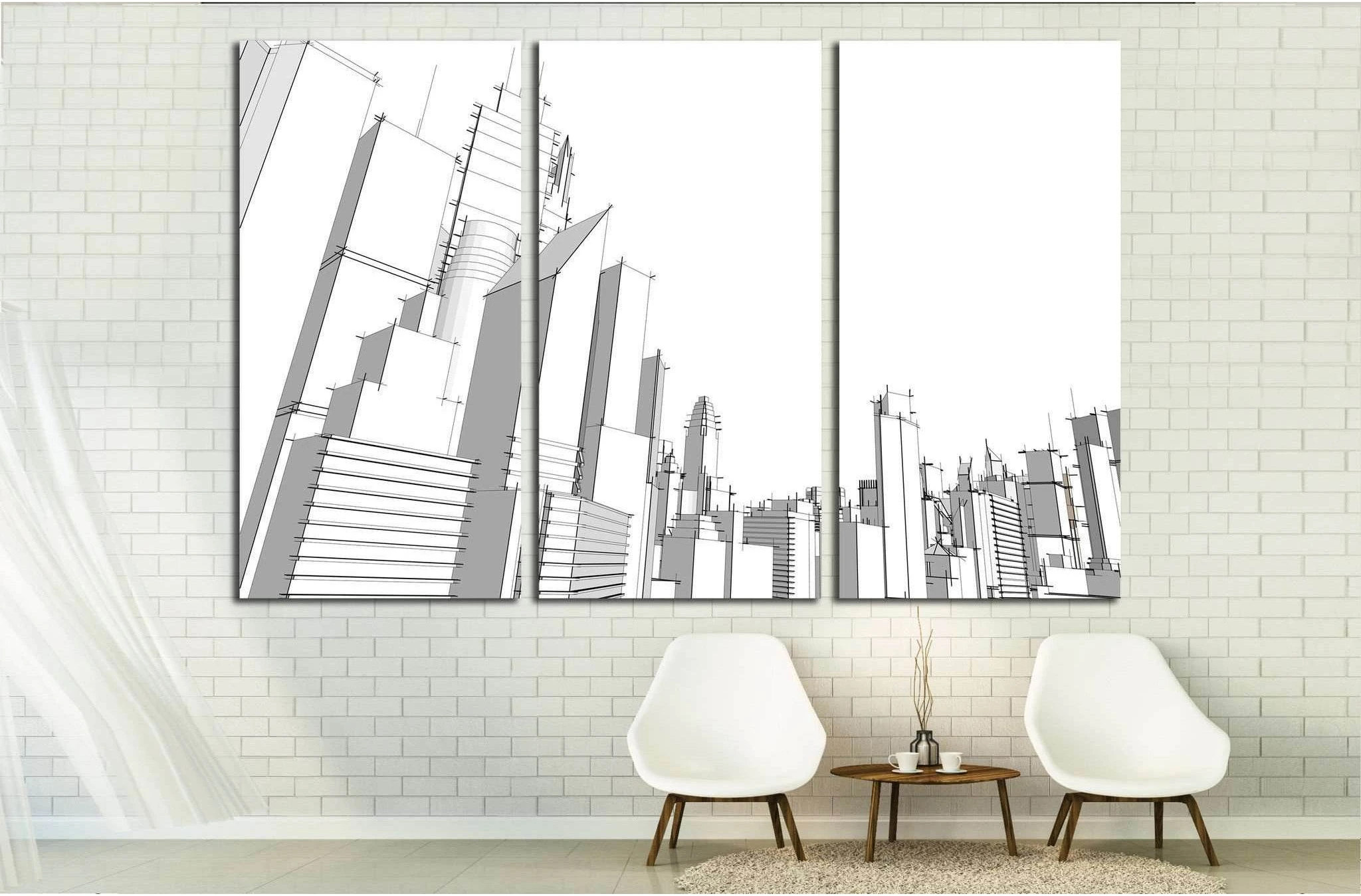 Grey city №1925 Ready to Hang Canvas Print - Zellart Canvas Prints ALL_Products, s-1925