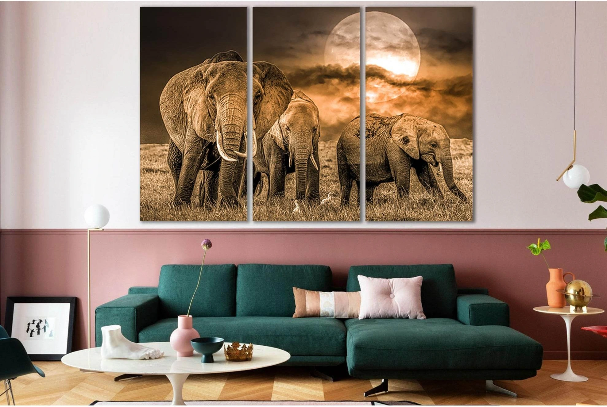 Group Of African Elephants №SL1048 Ready to Hang Canvas Print - Zellart Canvas Prints 0new, ALL_Products, Animals & Wildlife, Elephant