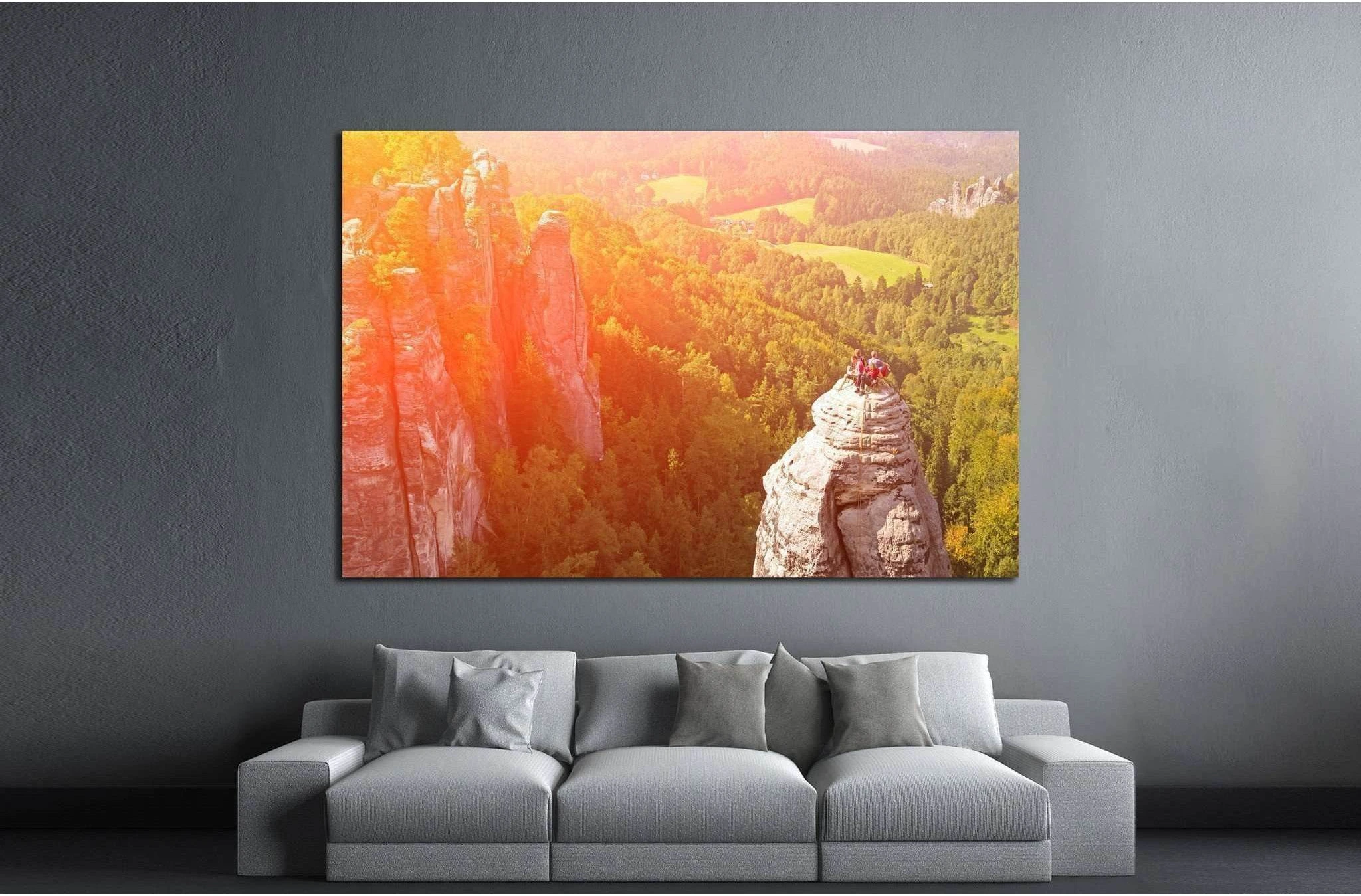 Group of climbers on a cliff №1382 Ready to Hang Canvas Print - Zellart Canvas Prints ALL_Products, s-1382