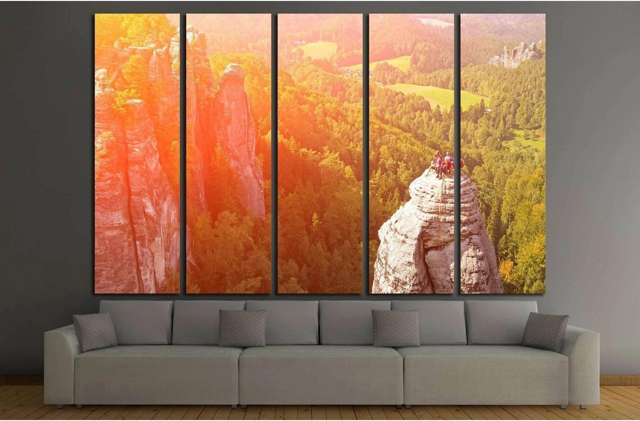 Group of climbers on a cliff №1382 Ready to Hang Canvas Print - Zellart Canvas Prints ALL_Products, s-1382