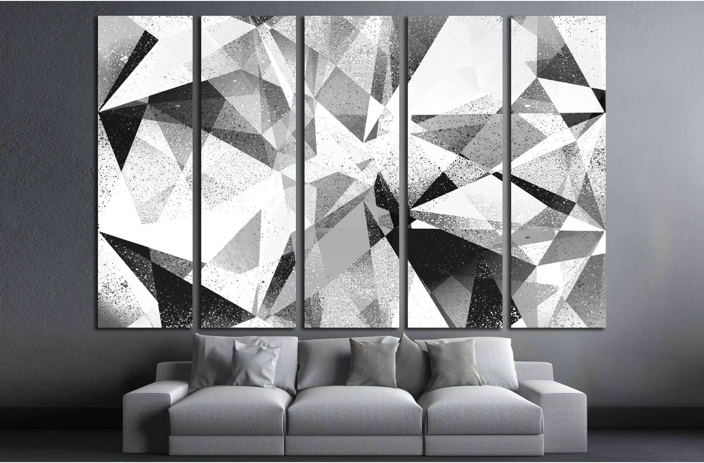 Grunge geometric black and white abstract background illustration №2876 Ready to Hang Canvas Print - Zellart Canvas Prints ALL_Products, s-2876