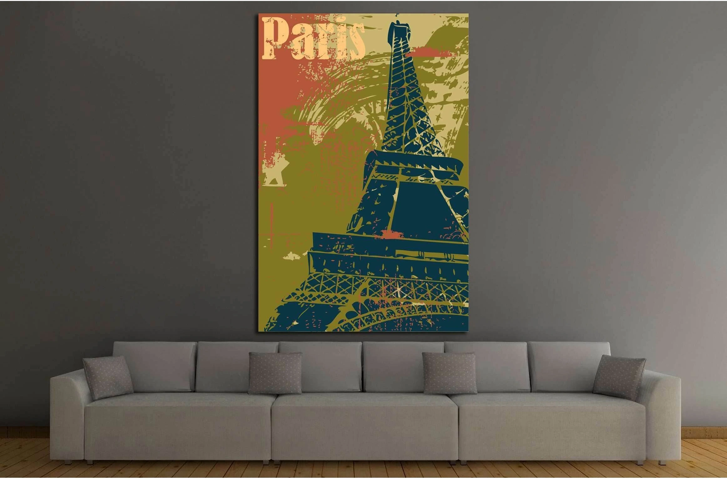 Grunge style Eiffel Tower layout №4524 Ready to Hang Canvas Print - Zellart Canvas Prints ALL_Products, s-4524