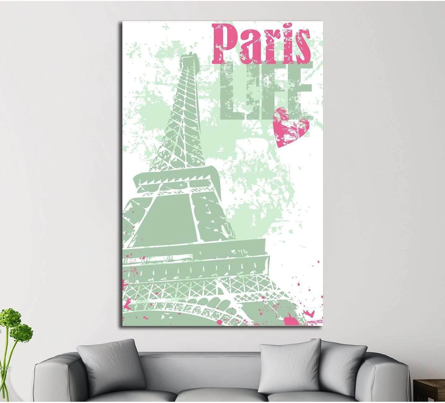 Grunge style Eiffel Tower layout №4525 Ready to Hang Canvas Print - Zellart Canvas Prints ALL_Products, s-4525