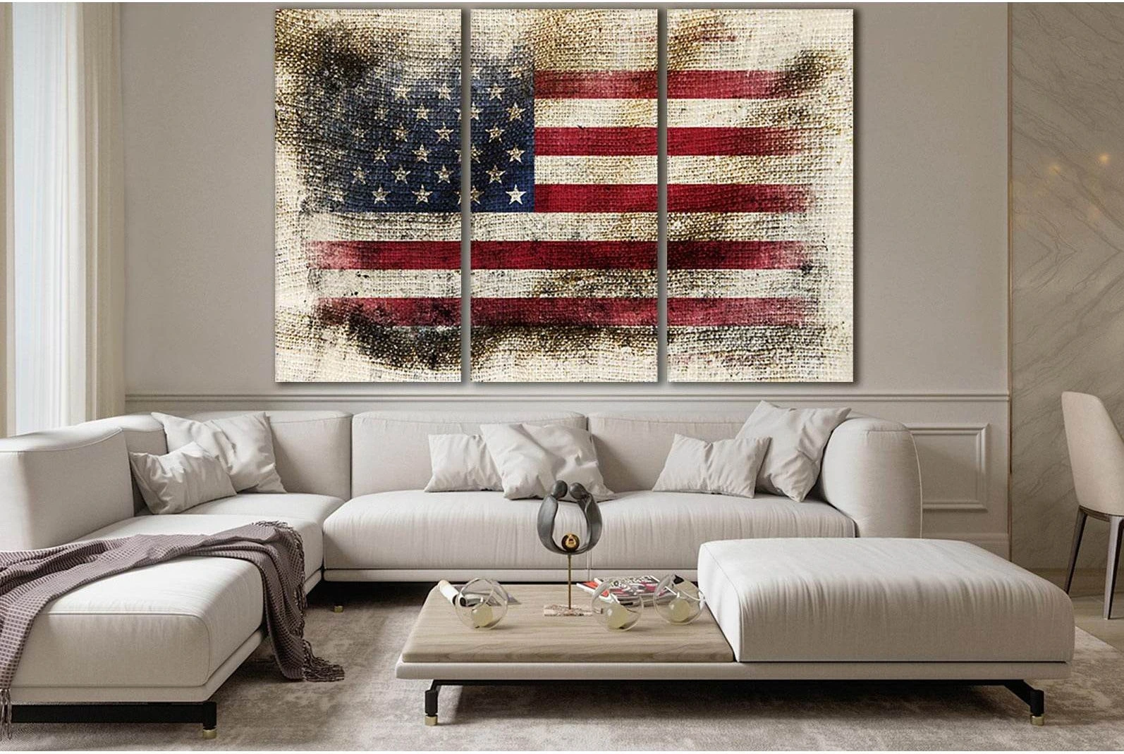 Grunge USA Flag №SL1192 Ready to Hang Canvas Print - Zellart Canvas Prints 0new, ALL_Products, Flags