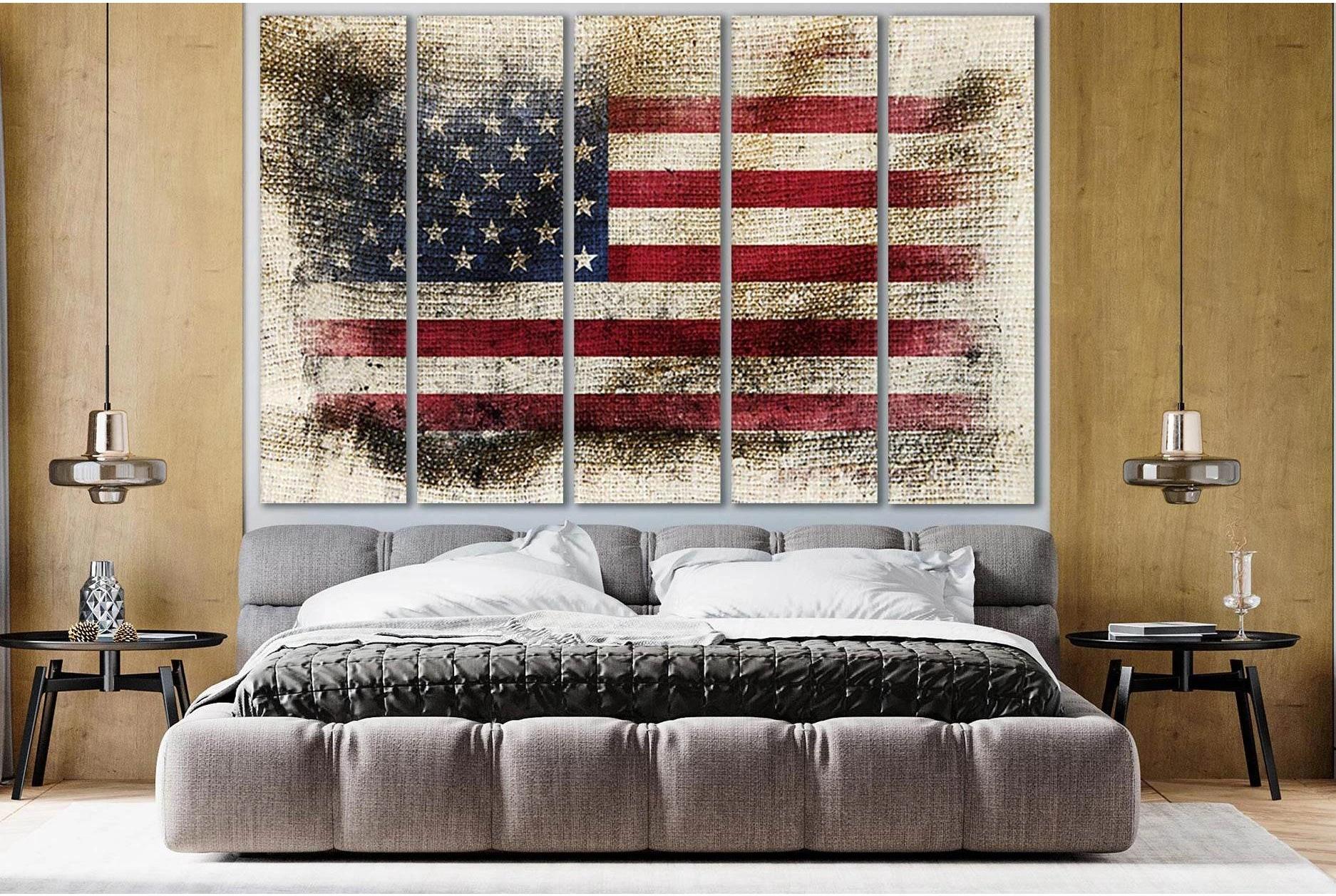 Grunge USA Flag №SL1192 Ready to Hang Canvas Print - Zellart Canvas Prints 0new, ALL_Products, Flags