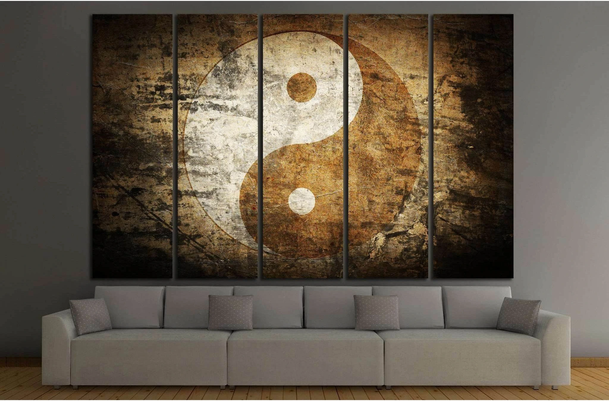 Grunge yin yang №745 Ready to Hang Canvas Print - Zellart Canvas Prints ALL_Products, s-745