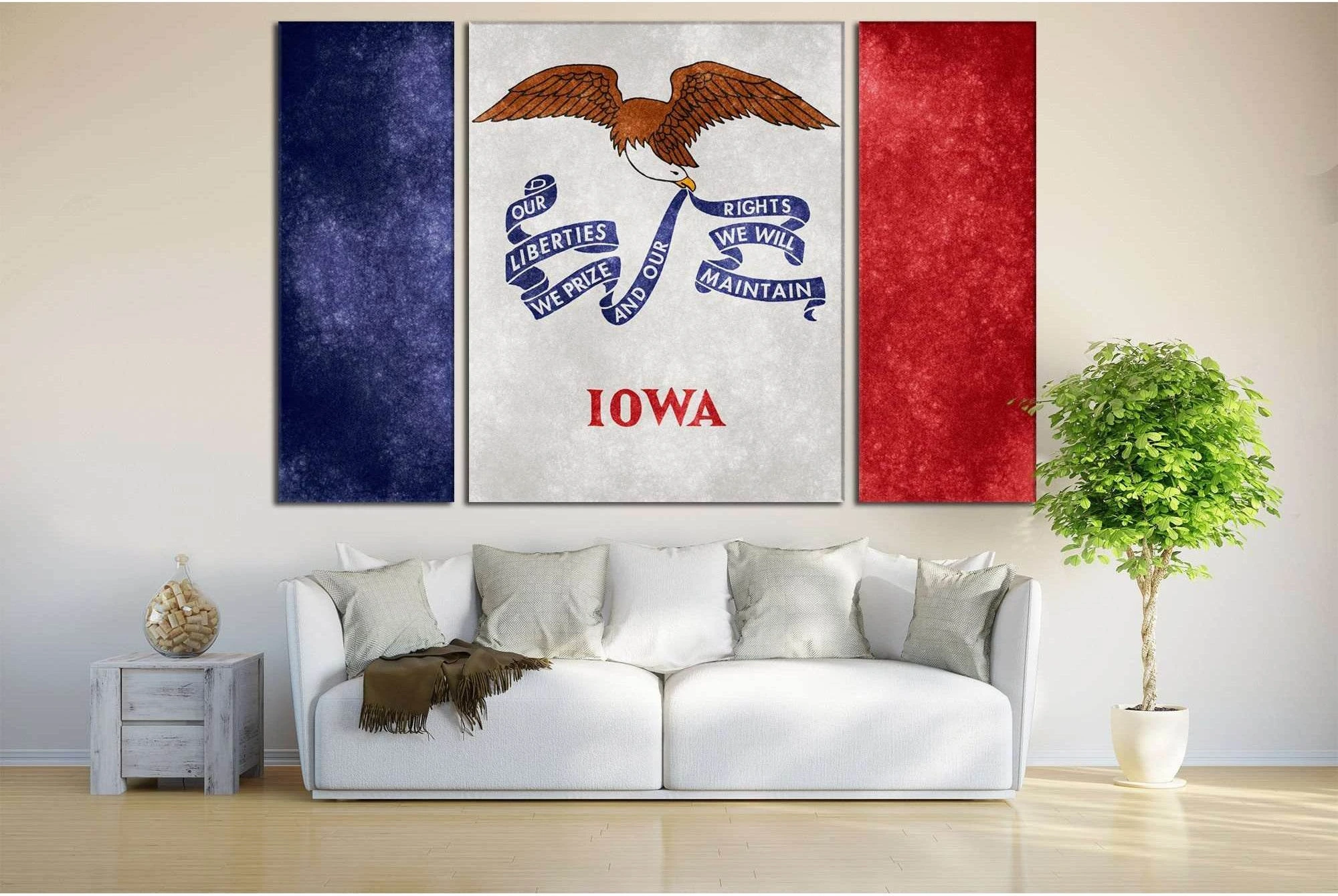 Grungy Flag of Lowa №832 Ready to Hang Canvas Print - Zellart Canvas Prints ALL_Products, z-832