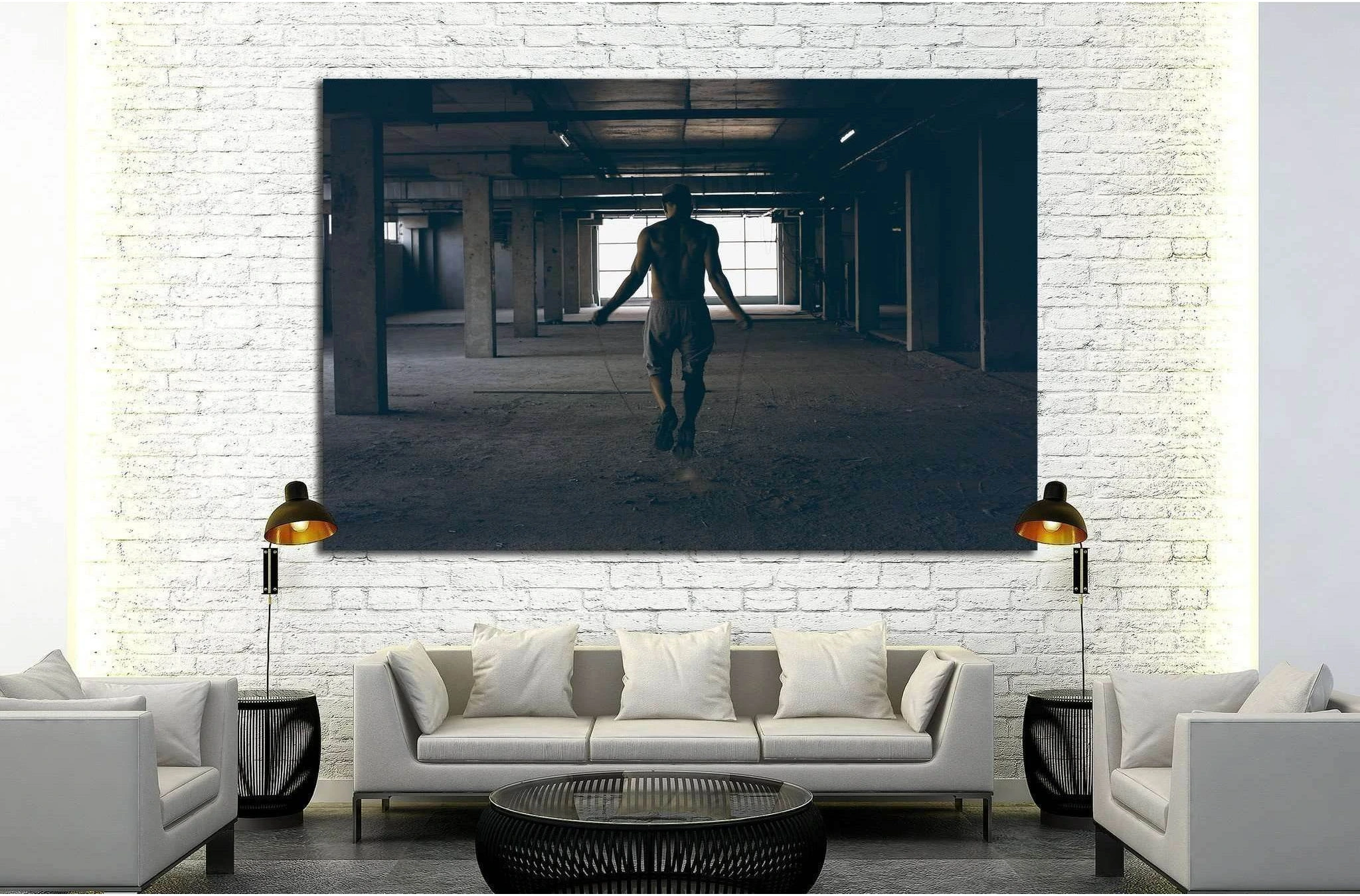 Guy in the baseball cap in the gym №1385 Ready to Hang Canvas Print - Zellart Canvas Prints ALL_Products, s-1385