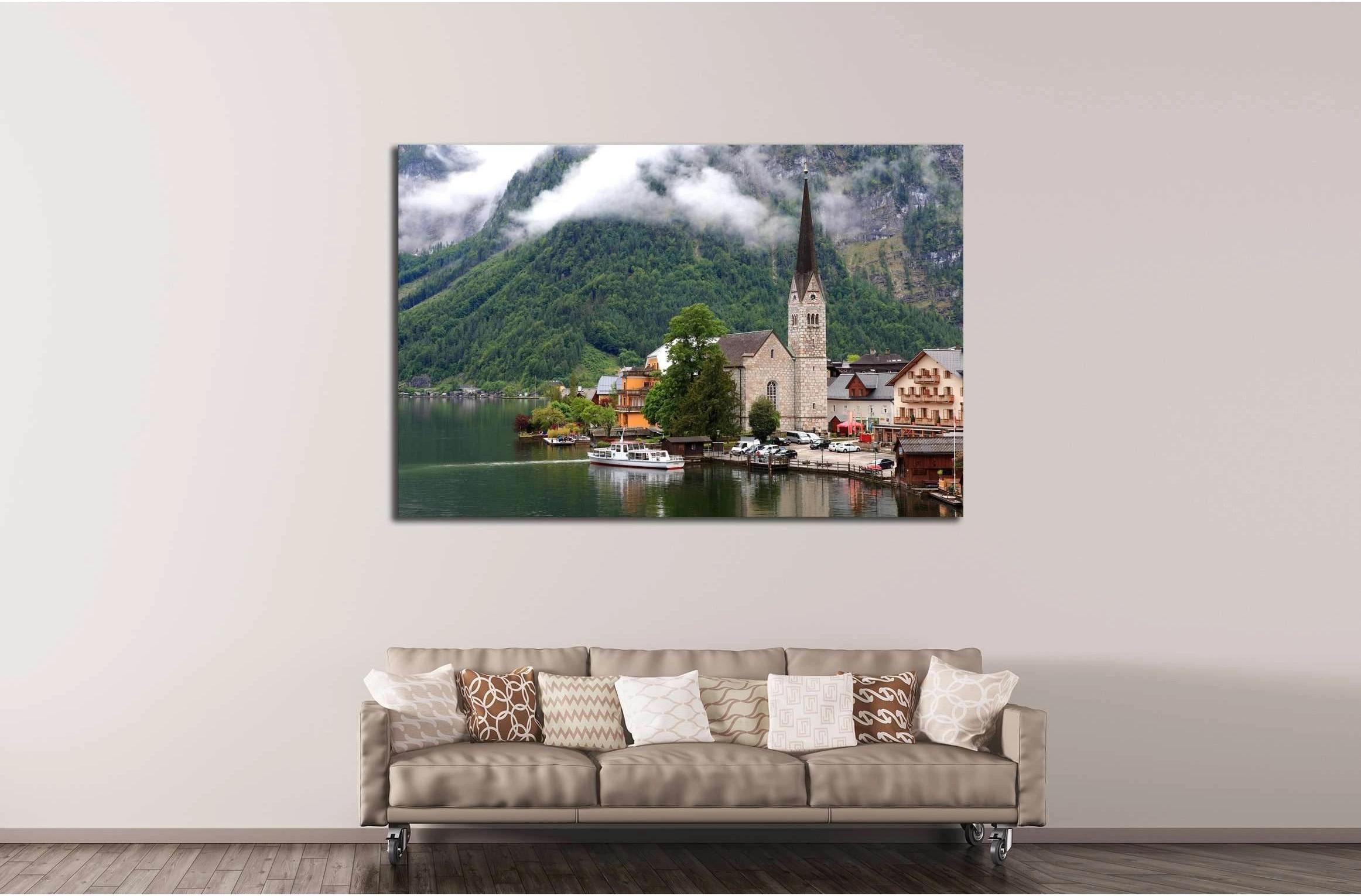 Hallstatt, the most beautiful lake town in the world, Austria. №2630 Ready to Hang Canvas Print - Zellart Canvas Prints ALL_Products, s-2630