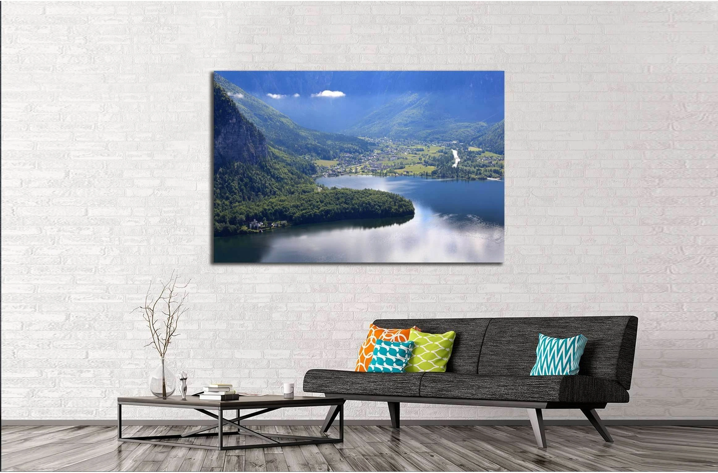 Hallstatt, the most beautiful lake town in the world, Austria №2844 Ready to Hang Canvas Print - Zellart Canvas Prints ALL_Products, s-2844