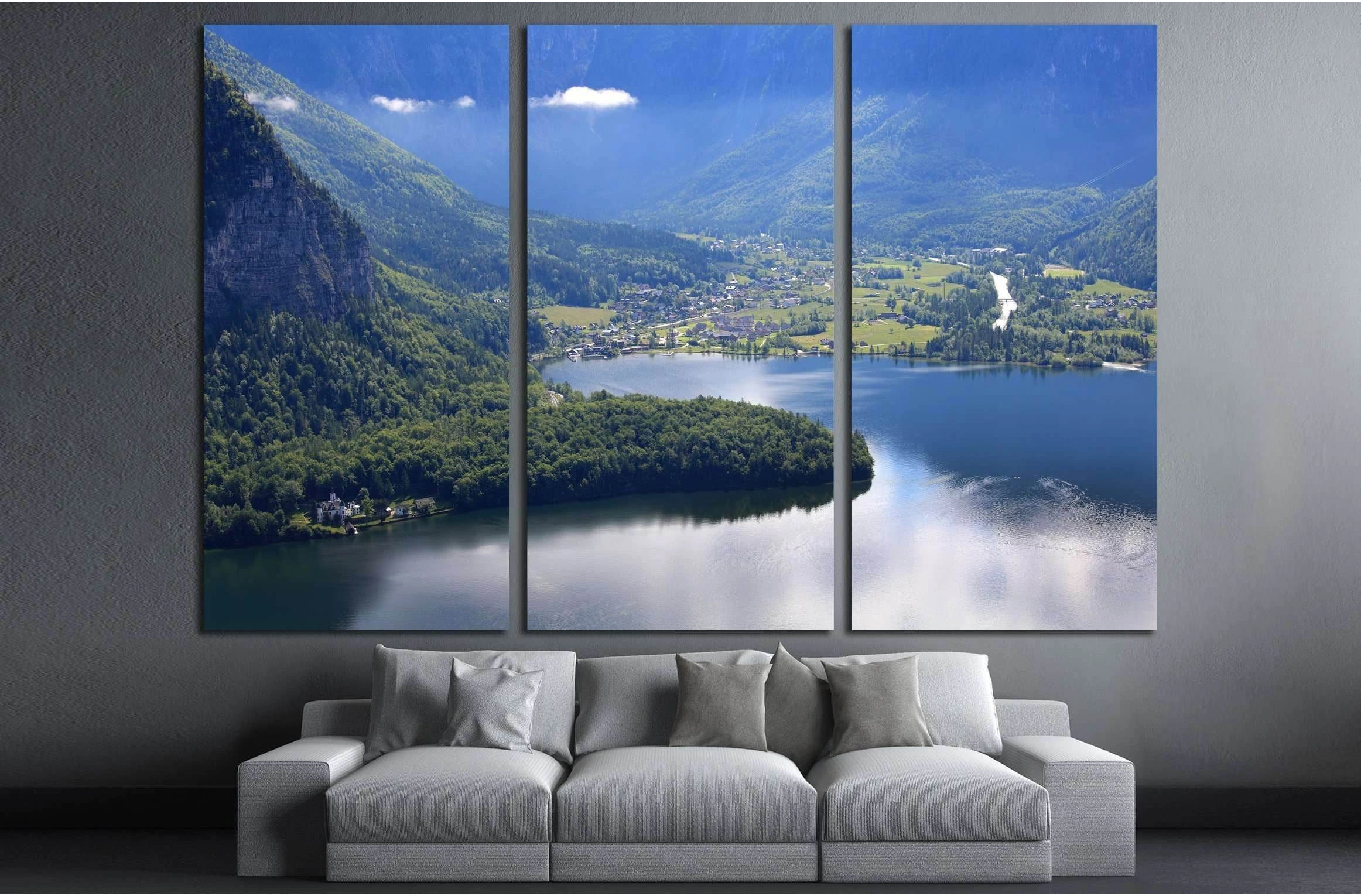 Hallstatt, the most beautiful lake town in the world, Austria №2844 Ready to Hang Canvas Print - Zellart Canvas Prints ALL_Products, s-2844