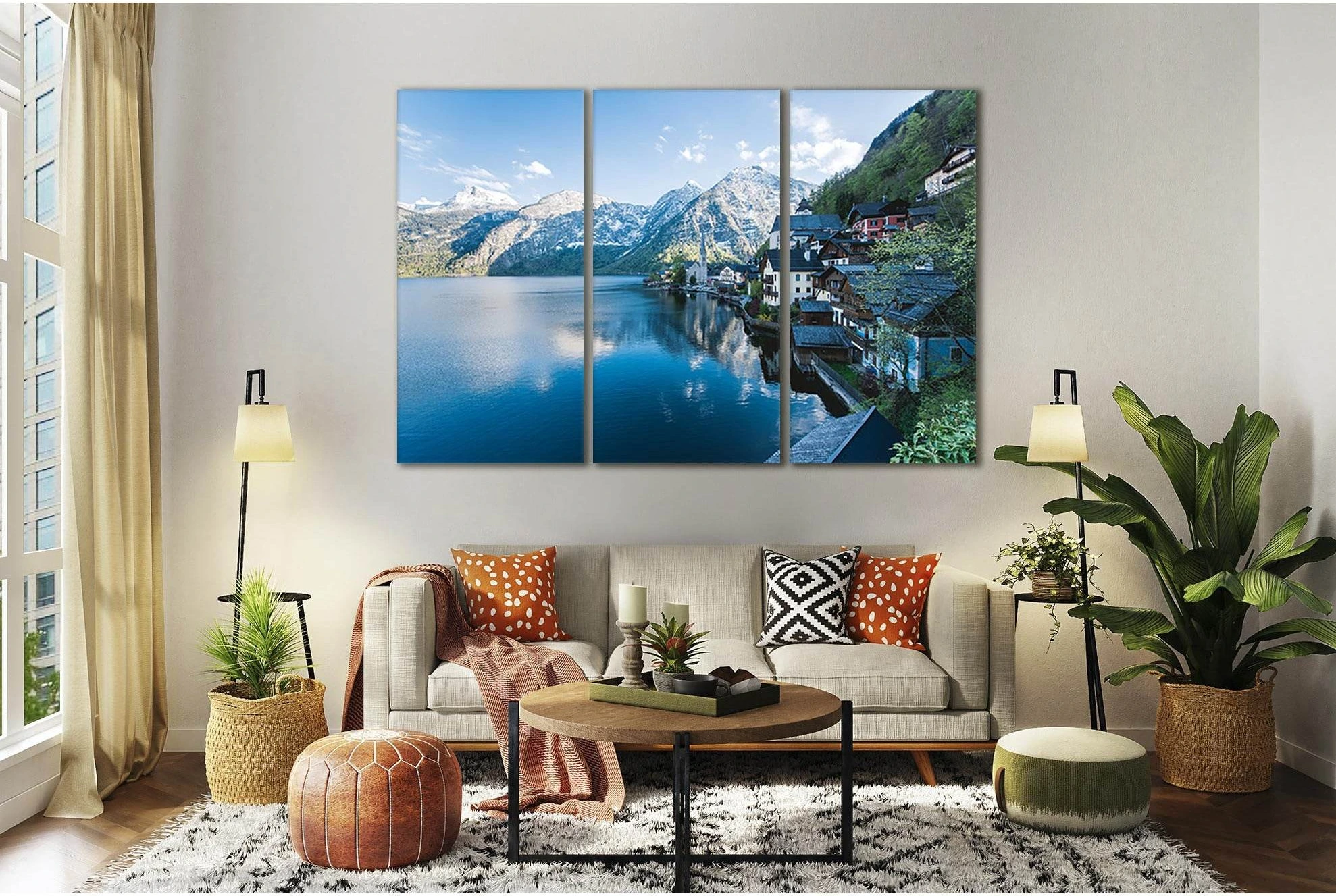 Hallstatt Village In Austria №Sl39 Ready to Hang Canvas Print - Zellart Canvas Prints 0new, ALL_Products, Nature & Landscapes Canvas Print