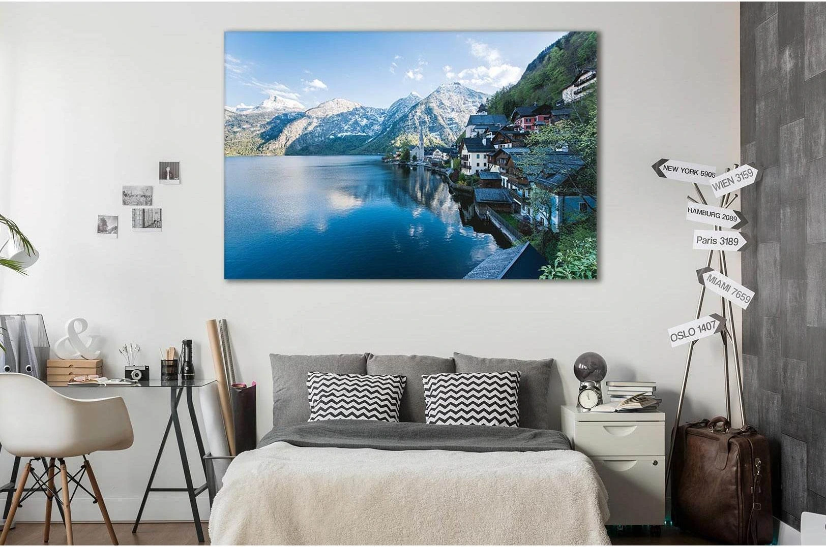 Hallstatt Village In Austria №Sl39 Ready to Hang Canvas Print - Zellart Canvas Prints 0new, ALL_Products, Nature & Landscapes Canvas Print
