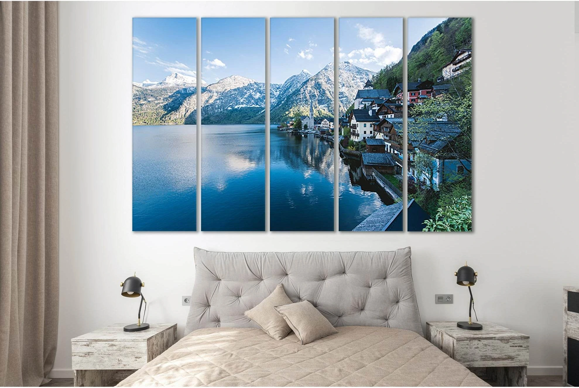 Hallstatt Village In Austria №Sl39 Ready to Hang Canvas Print - Zellart Canvas Prints 0new, ALL_Products, Nature & Landscapes Canvas Print