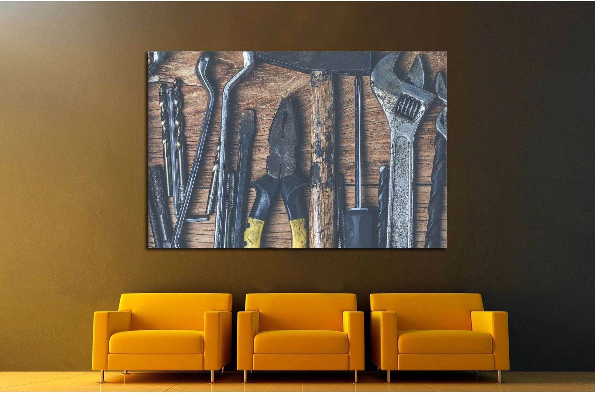 Hand tools on a wooden table in rustic style №1897 Ready to Hang Canvas Print - Zellart Canvas Prints ALL_Products, s-1897