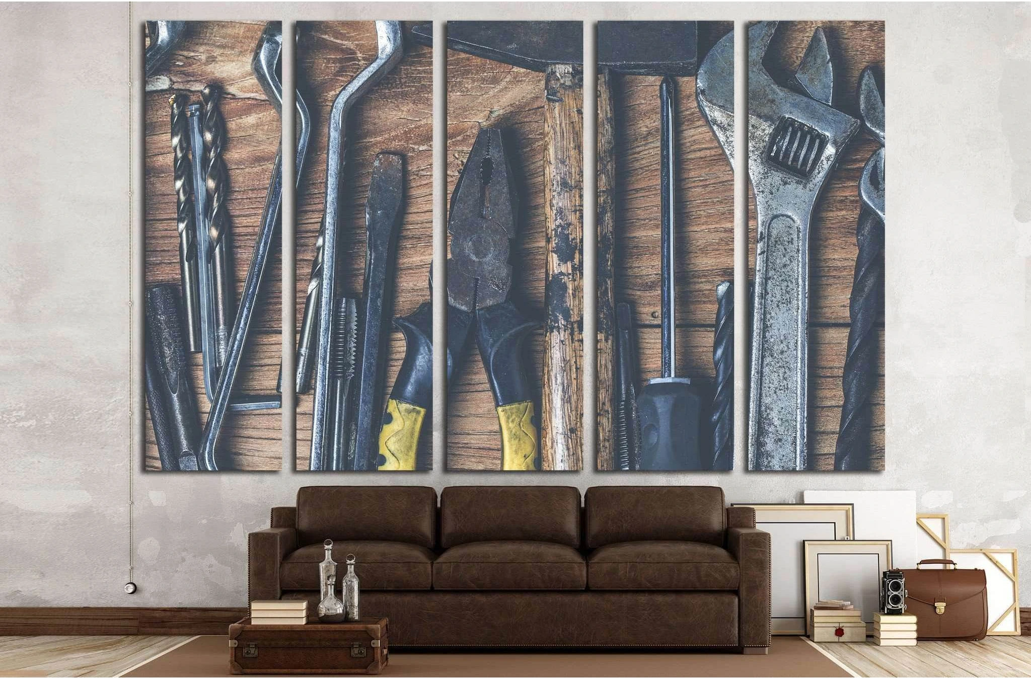 Hand tools on a wooden table in rustic style №1897 Ready to Hang Canvas Print - Zellart Canvas Prints ALL_Products, s-1897