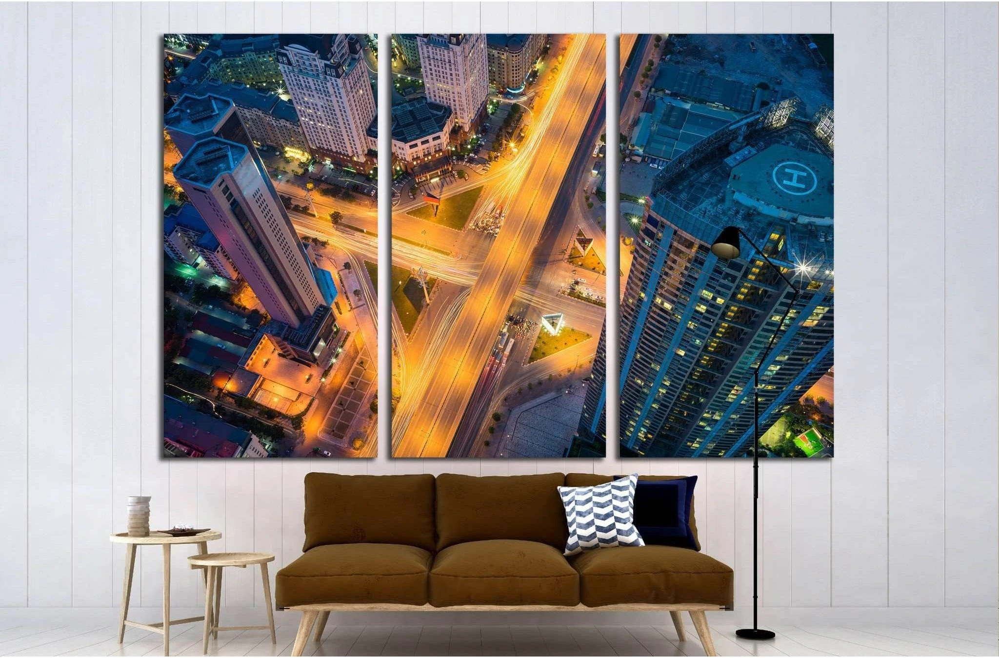 Hanoi cityscape, intersection Pham Hung - Duong Dinh Nghe, Vietnam №1555 Ready to Hang Canvas Print - Zellart Canvas Prints ALL_Products, s-1555