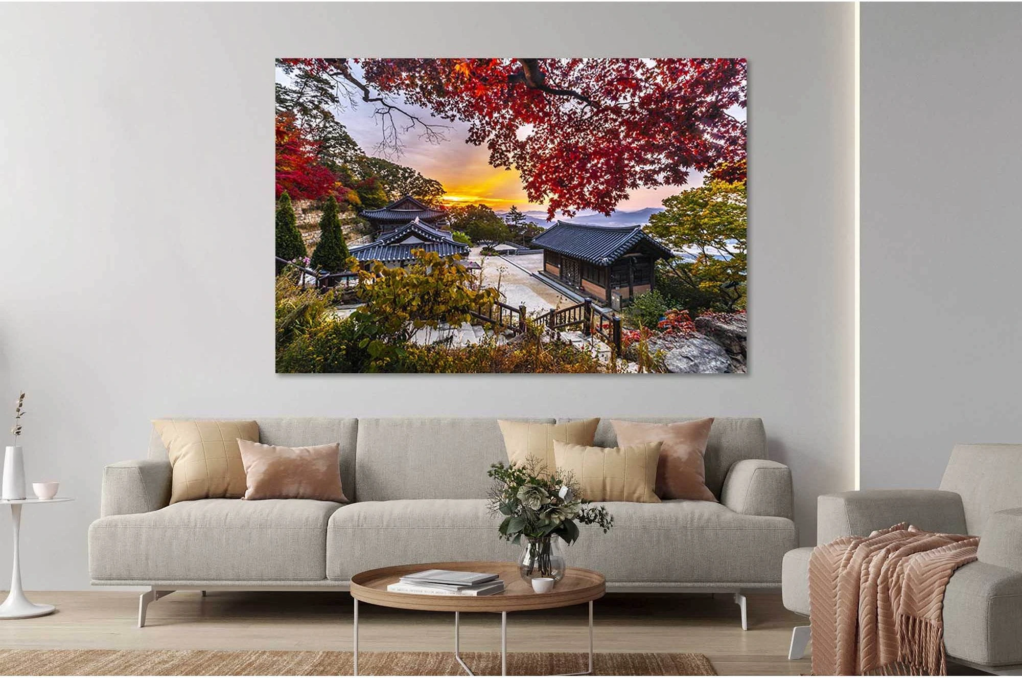 Hanok at sunset №D1234 Ready to Hang Canvas Print - Zellart Canvas Prints 0new, ALL_Products, Sunrise & sunset wall art