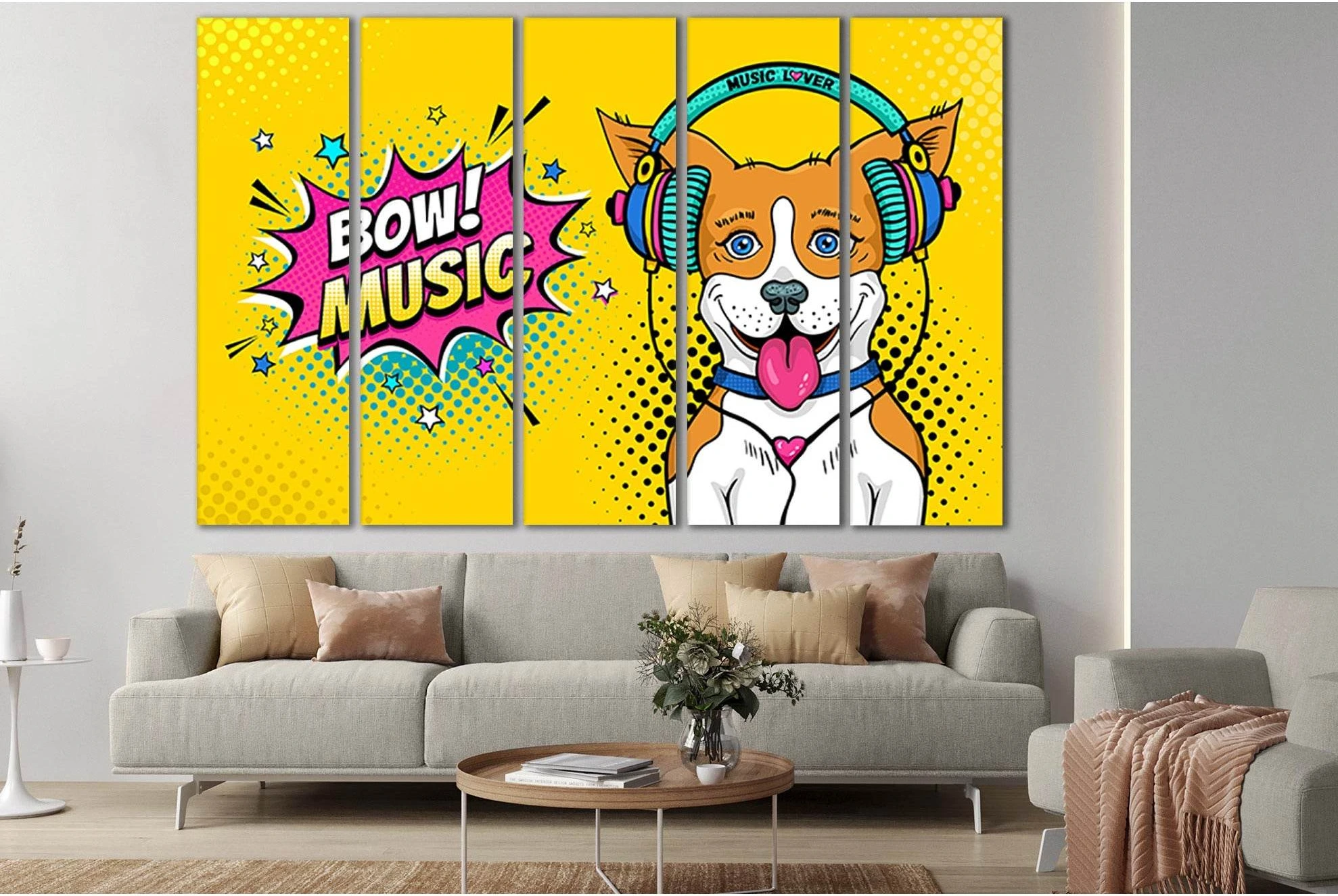 Happy Surprised Dog Pop Art №SL551 Ready to Hang Canvas Print - Zellart Canvas Prints 0new, ALL_Products, Pop ART