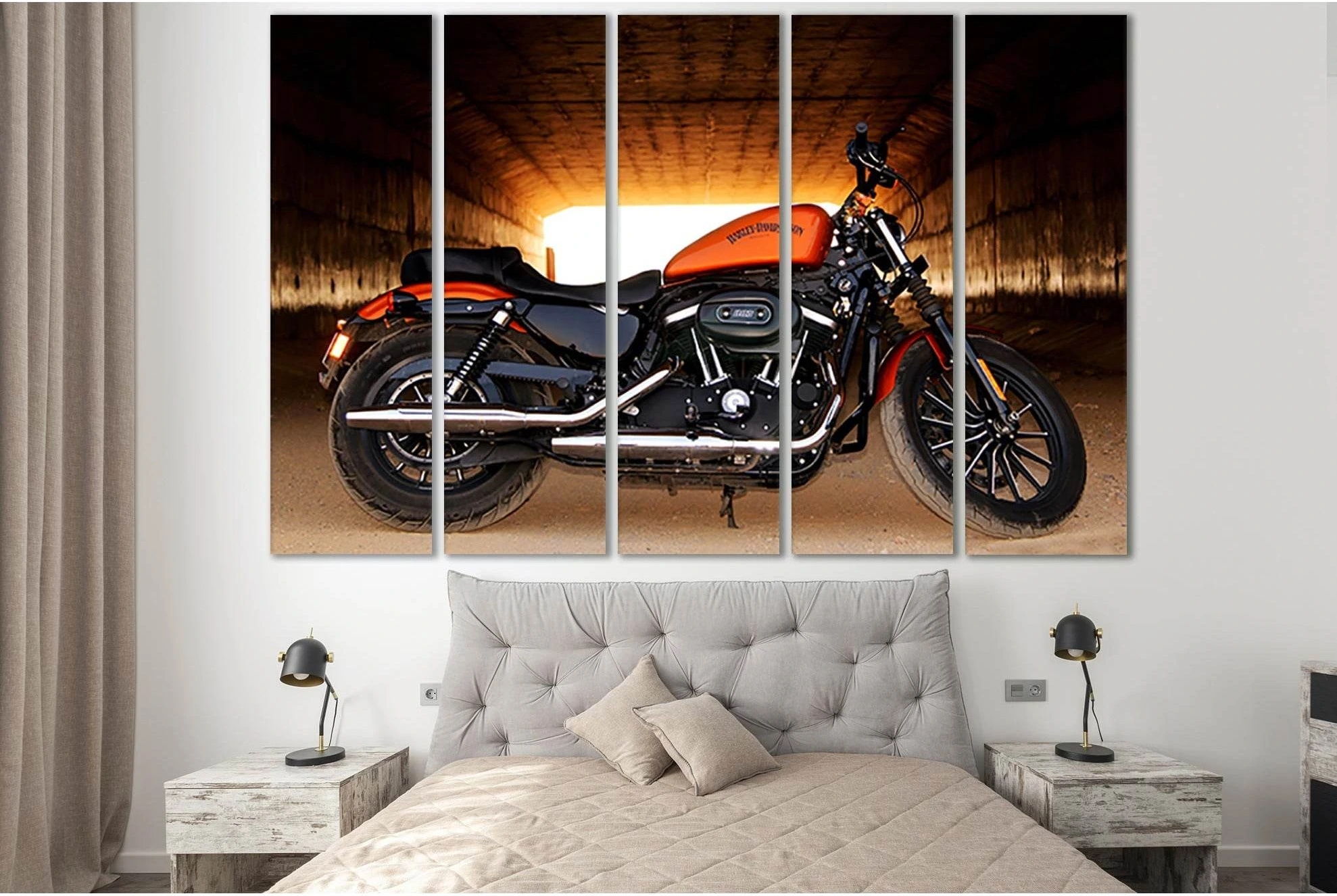 Harley Davidson Bike №SL772 Ready to Hang Canvas Print - Zellart Canvas Prints 0new, ALL_Products, Engine, Engines Wall Art