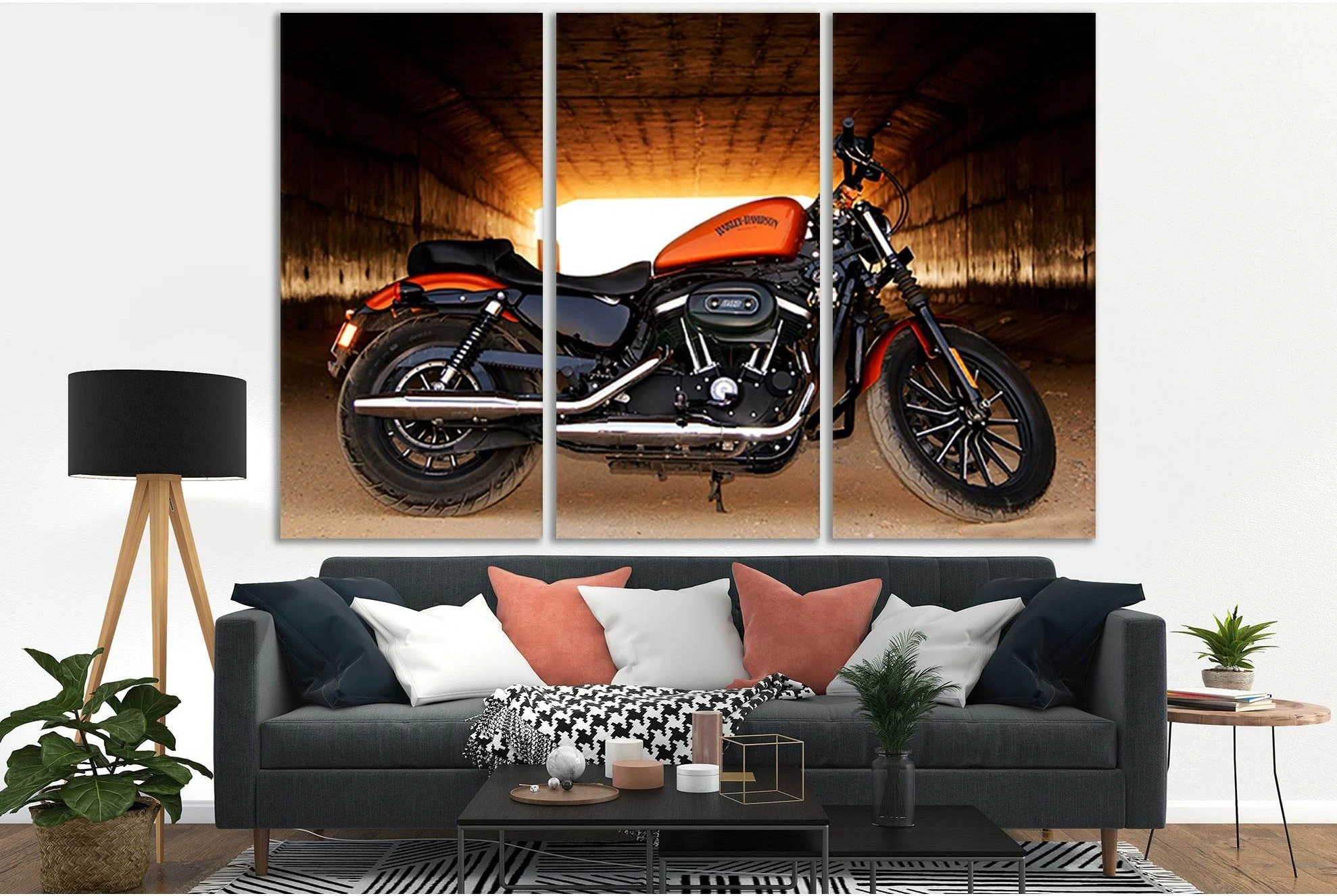 Harley Davidson Bike №SL772 Ready to Hang Canvas Print - Zellart Canvas Prints 0new, ALL_Products, Engine, Engines Wall Art