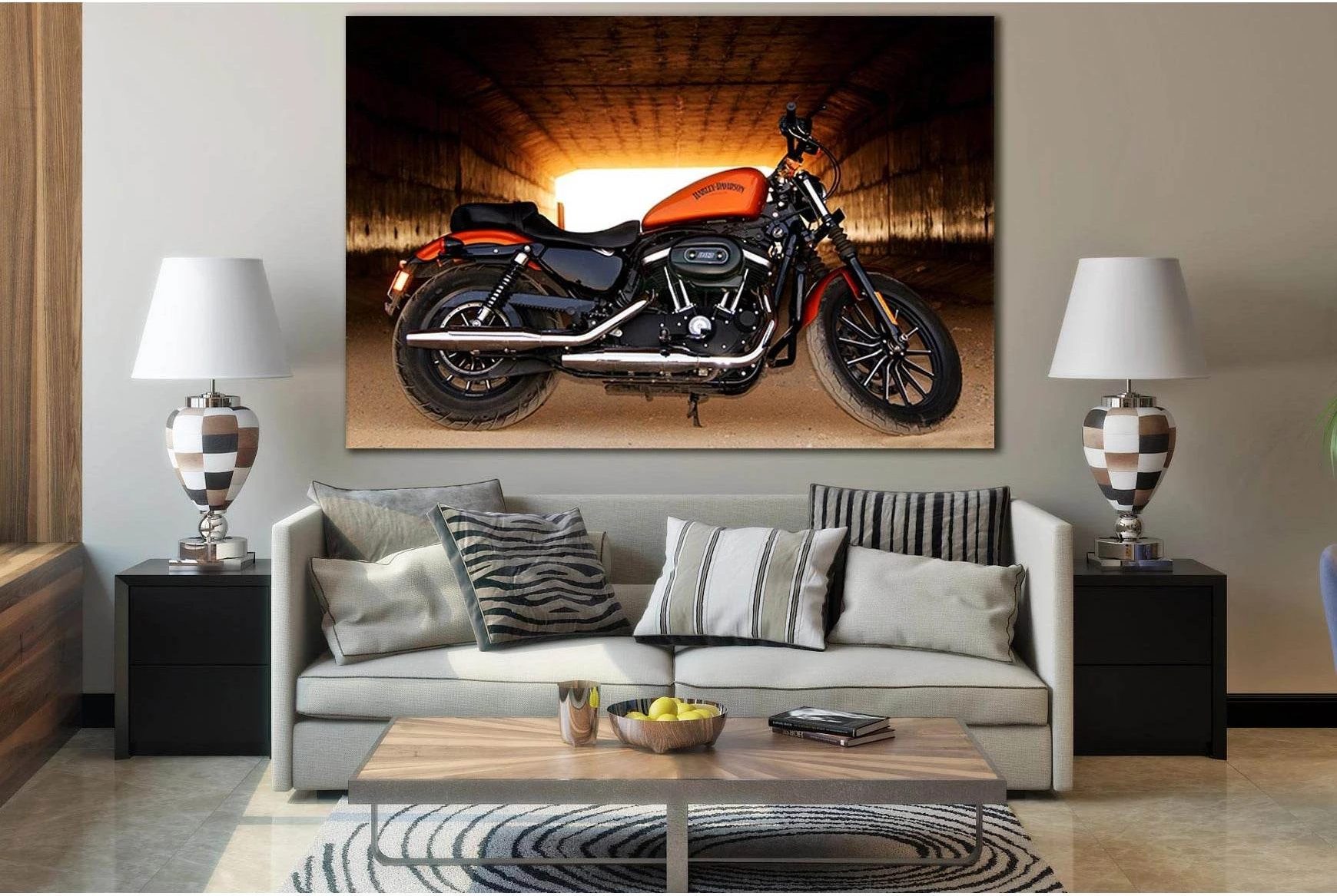 Harley Davidson Bike №SL772 Ready to Hang Canvas Print - Zellart Canvas Prints 0new, ALL_Products, Engine, Engines Wall Art