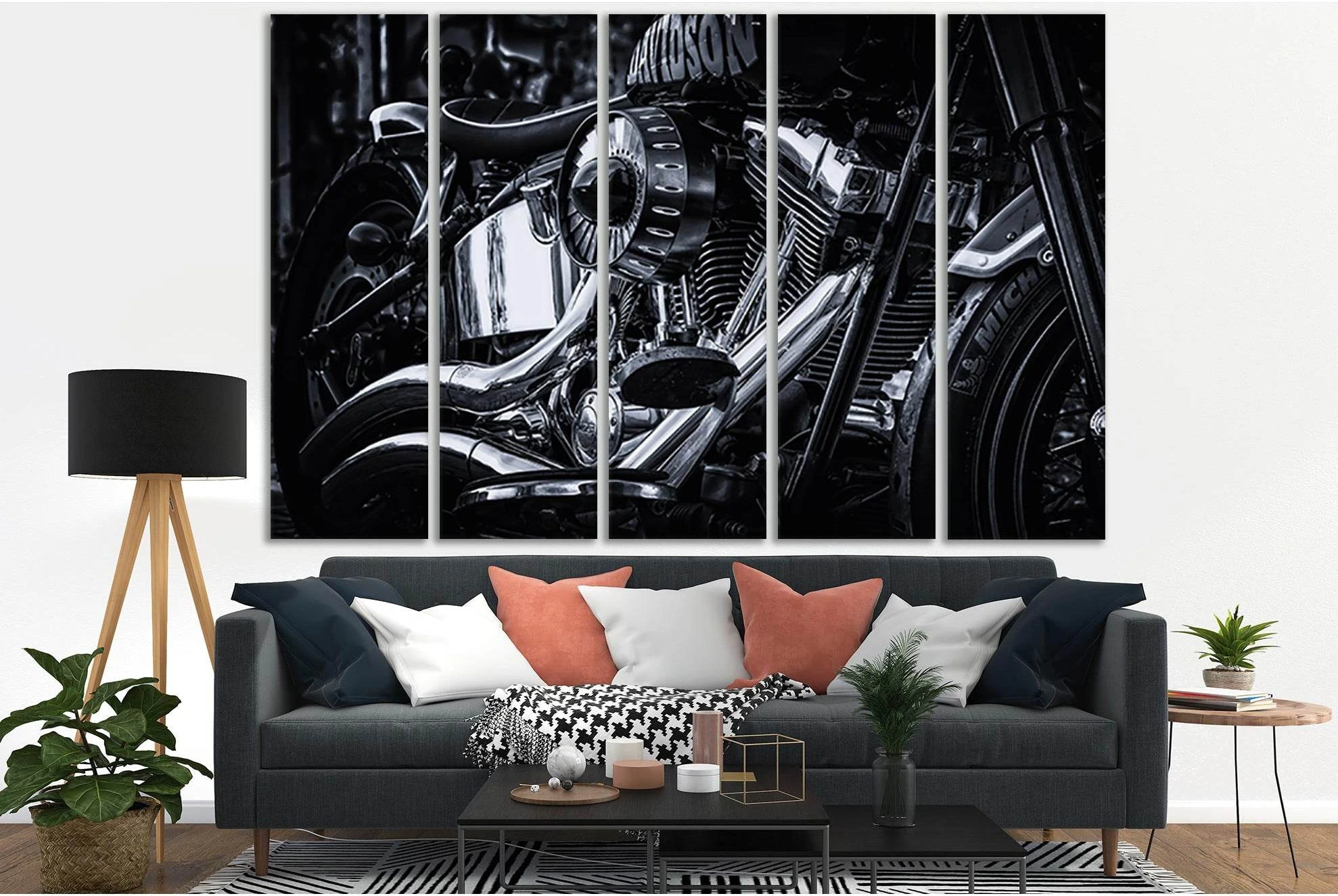 Harley Davidson Engine Close Up №SL789 Ready to Hang Canvas Print - Zellart Canvas Prints 0new, ALL_Products, Engine, Engines Wall Art