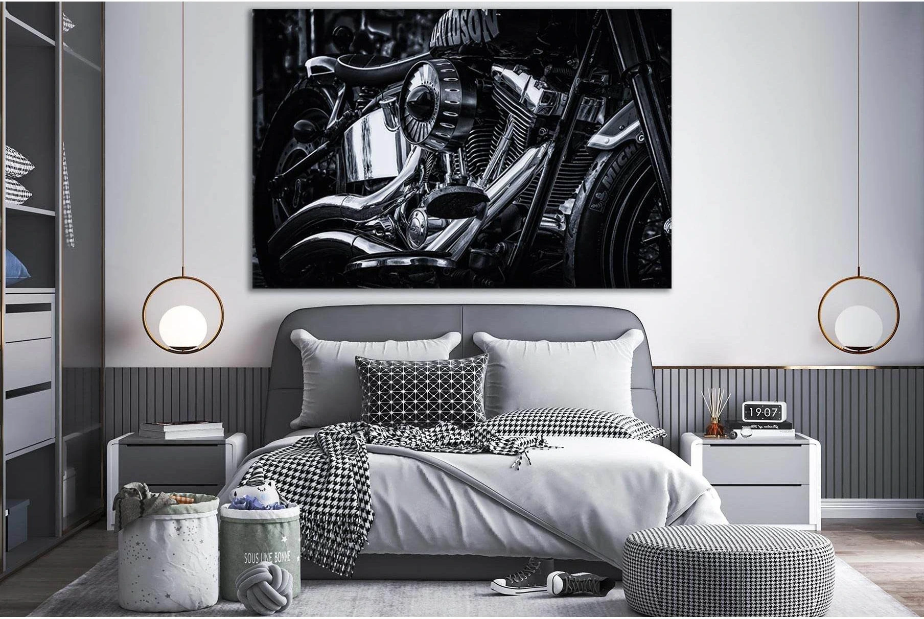 Harley Davidson Engine Close Up №SL789 Ready to Hang Canvas Print - Zellart Canvas Prints 0new, ALL_Products, Engine, Engines Wall Art