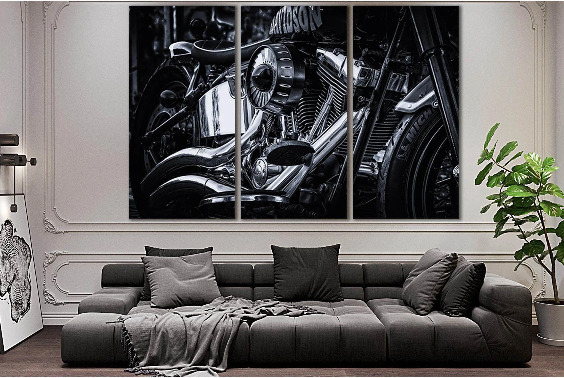 Harley Davidson Engine Close Up №SL789 Ready to Hang Canvas Print - Zellart Canvas Prints 0new, ALL_Products, Engine, Engines Wall Art