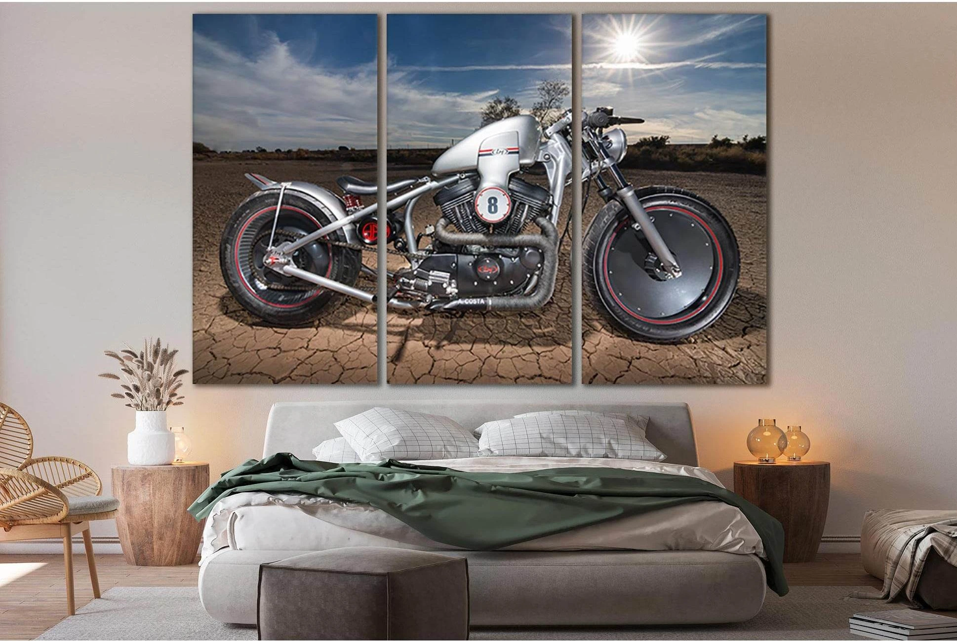 Harley Davidson In The Desert №SL921 Ready to Hang Canvas Print - Zellart Canvas Prints 0new, ALL_Products, Sports & Motivation