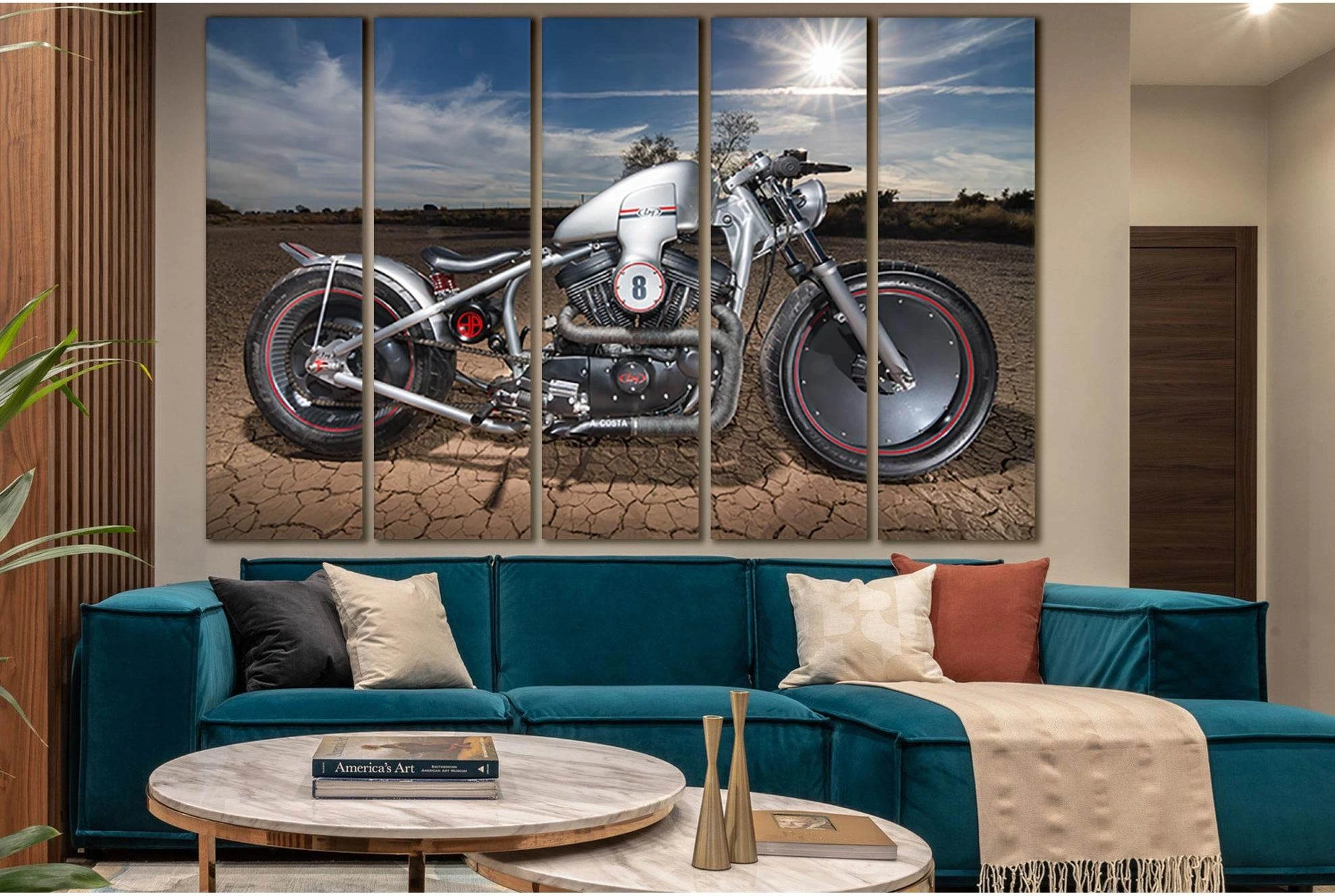 Harley Davidson In The Desert №SL921 Ready to Hang Canvas Print - Zellart Canvas Prints 0new, ALL_Products, Sports & Motivation
