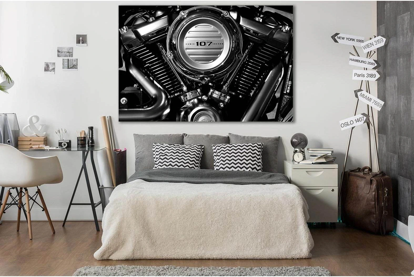 Harley Davidson Massive Engine №SL753 Ready to Hang Canvas Print - Zellart Canvas Prints 0new, ALL_Products, Engine, Engines Wall Art