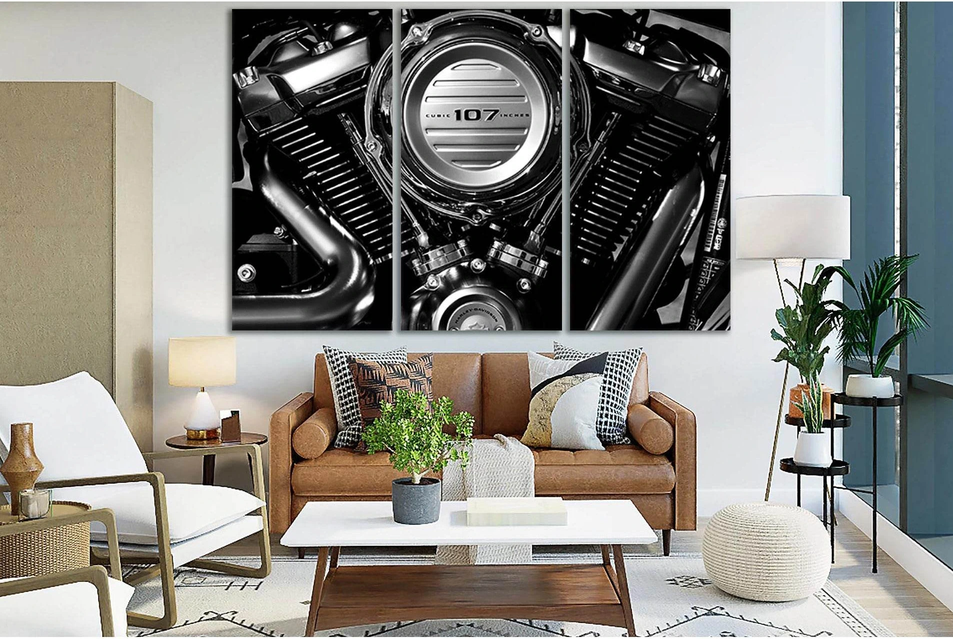 Harley Davidson Massive Engine №SL753 Ready to Hang Canvas Print - Zellart Canvas Prints 0new, ALL_Products, Engine, Engines Wall Art