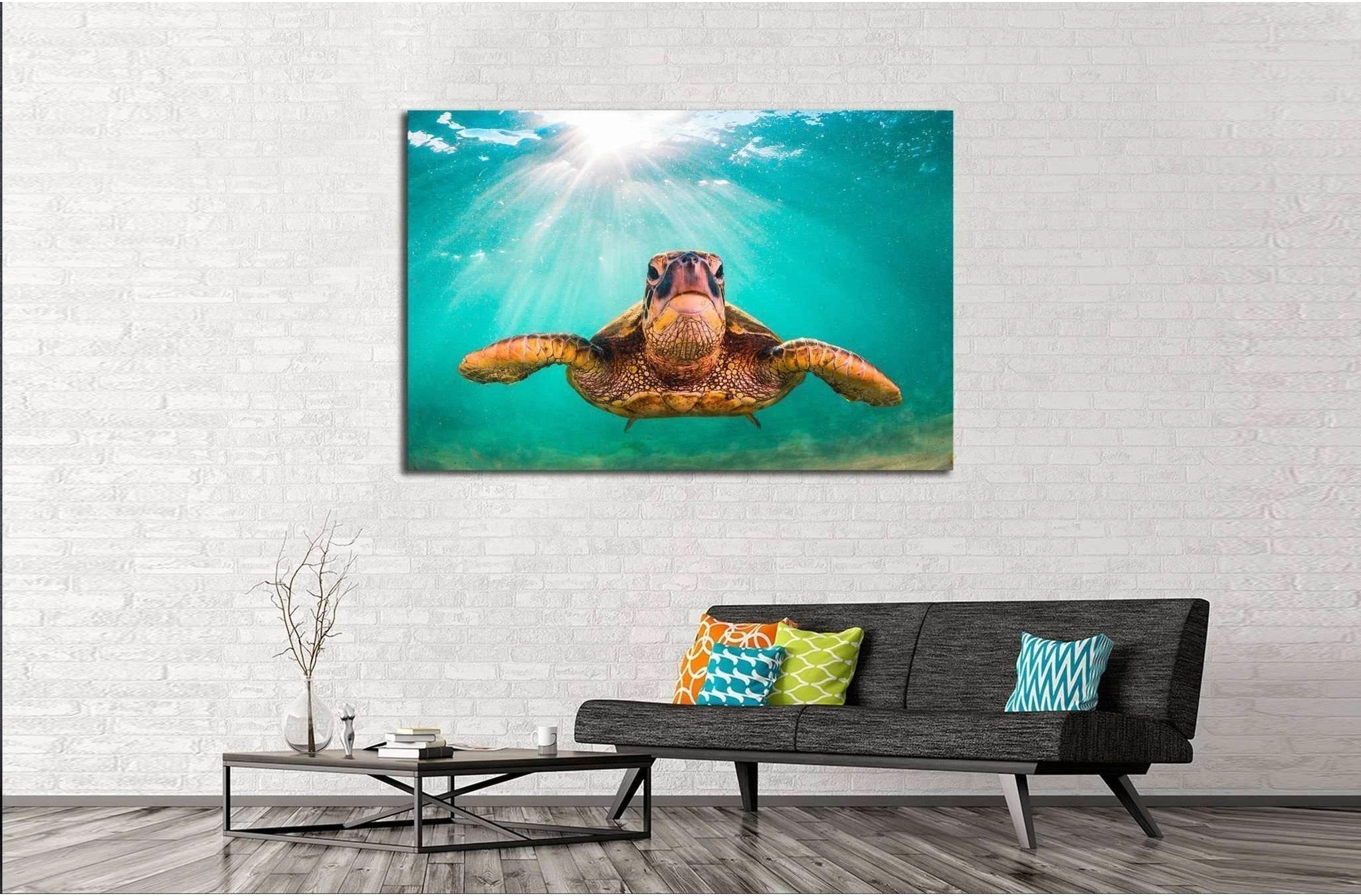 Hawaiian Green Sea Turtle, Pacific Ocean in Hawaii №1859 Ready to Hang Canvas Print - Zellart Canvas Prints ALL_Products, s-1859