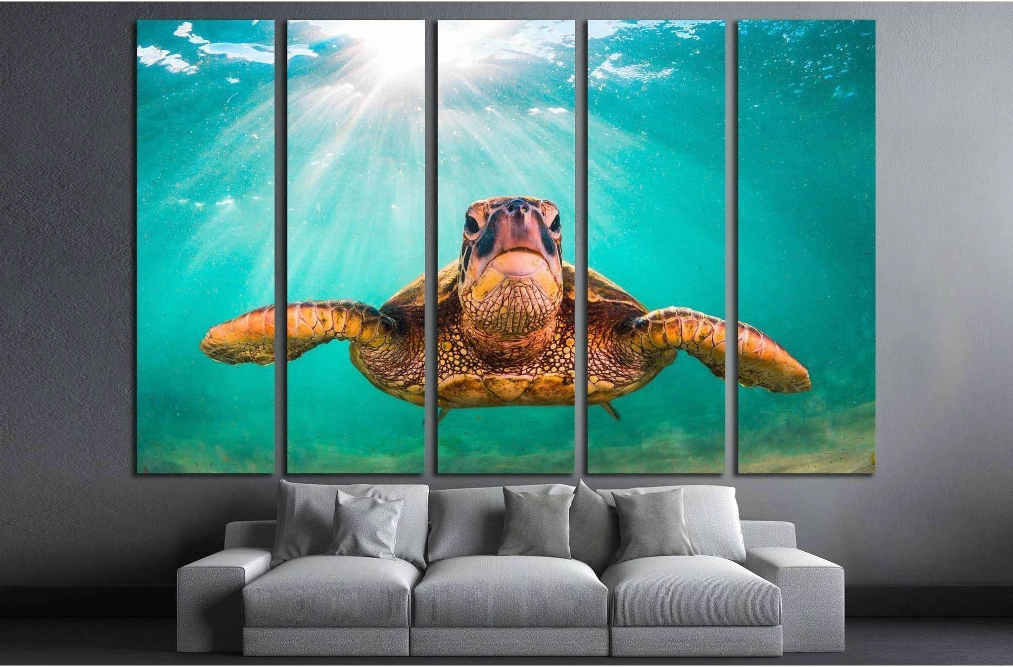 Hawaiian Green Sea Turtle, Pacific Ocean in Hawaii №1859 Ready to Hang Canvas Print - Zellart Canvas Prints ALL_Products, s-1859