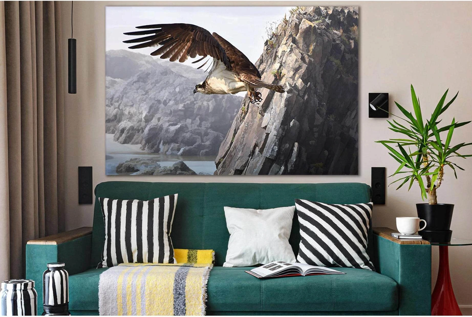 HawkI In Flight №SL994 Ready to Hang Canvas Print - Zellart Canvas Prints 0new, ALL_Products, Animals & Wildlife