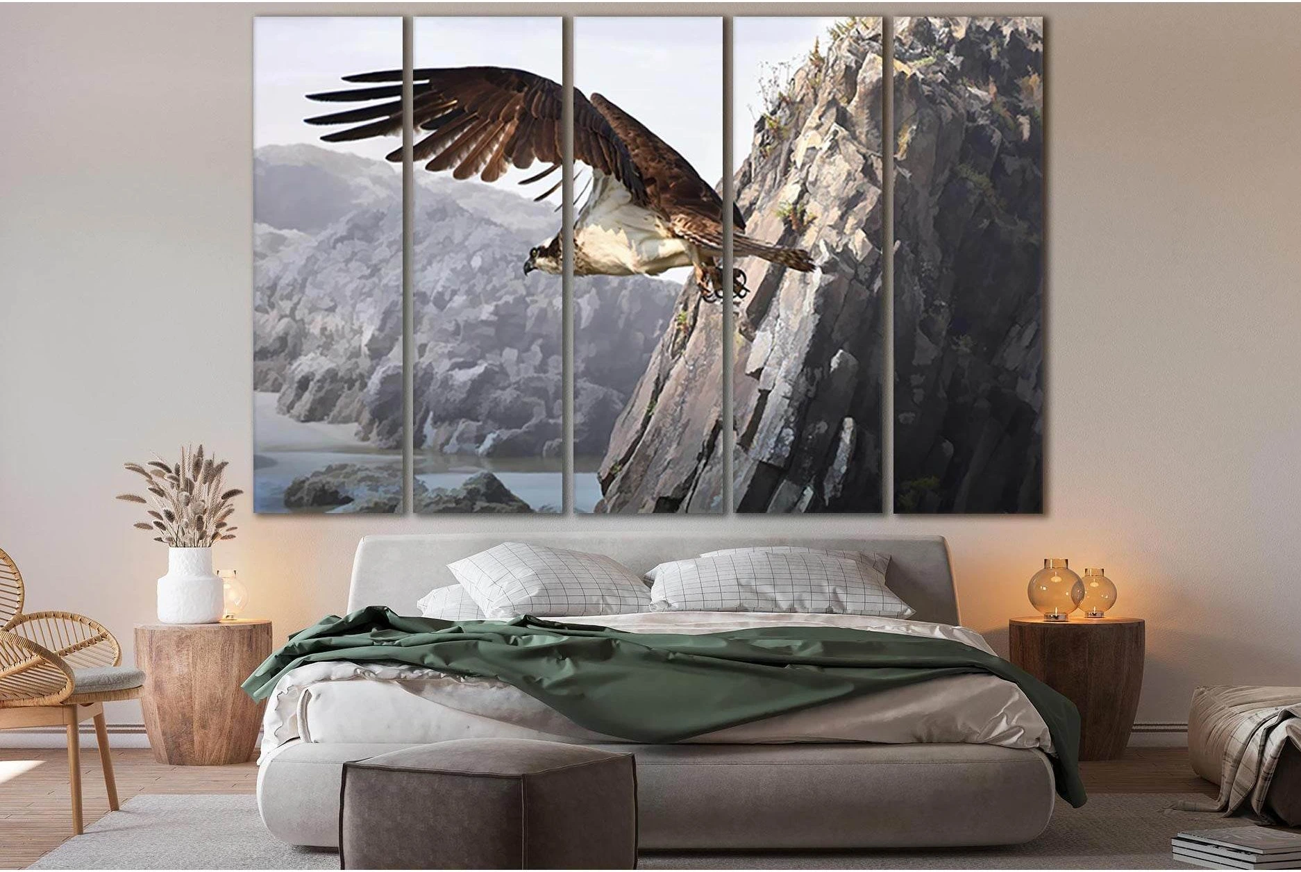 HawkI In Flight №SL994 Ready to Hang Canvas Print - Zellart Canvas Prints 0new, ALL_Products, Animals & Wildlife