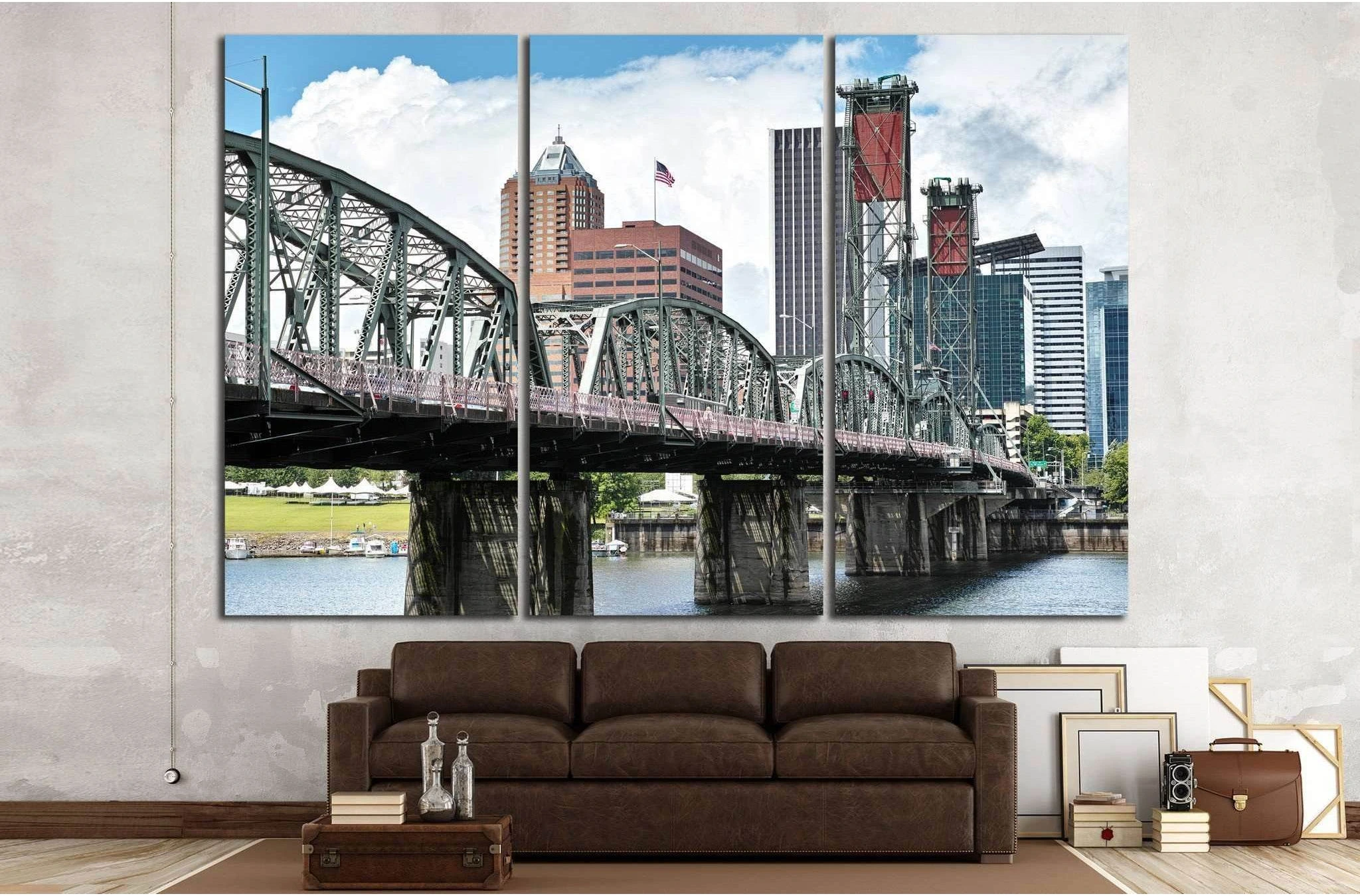 Hawthorn bridge, Portland, Oregon №796 Ready to Hang Canvas Print - Zellart Canvas Prints ALL_Products, s-796