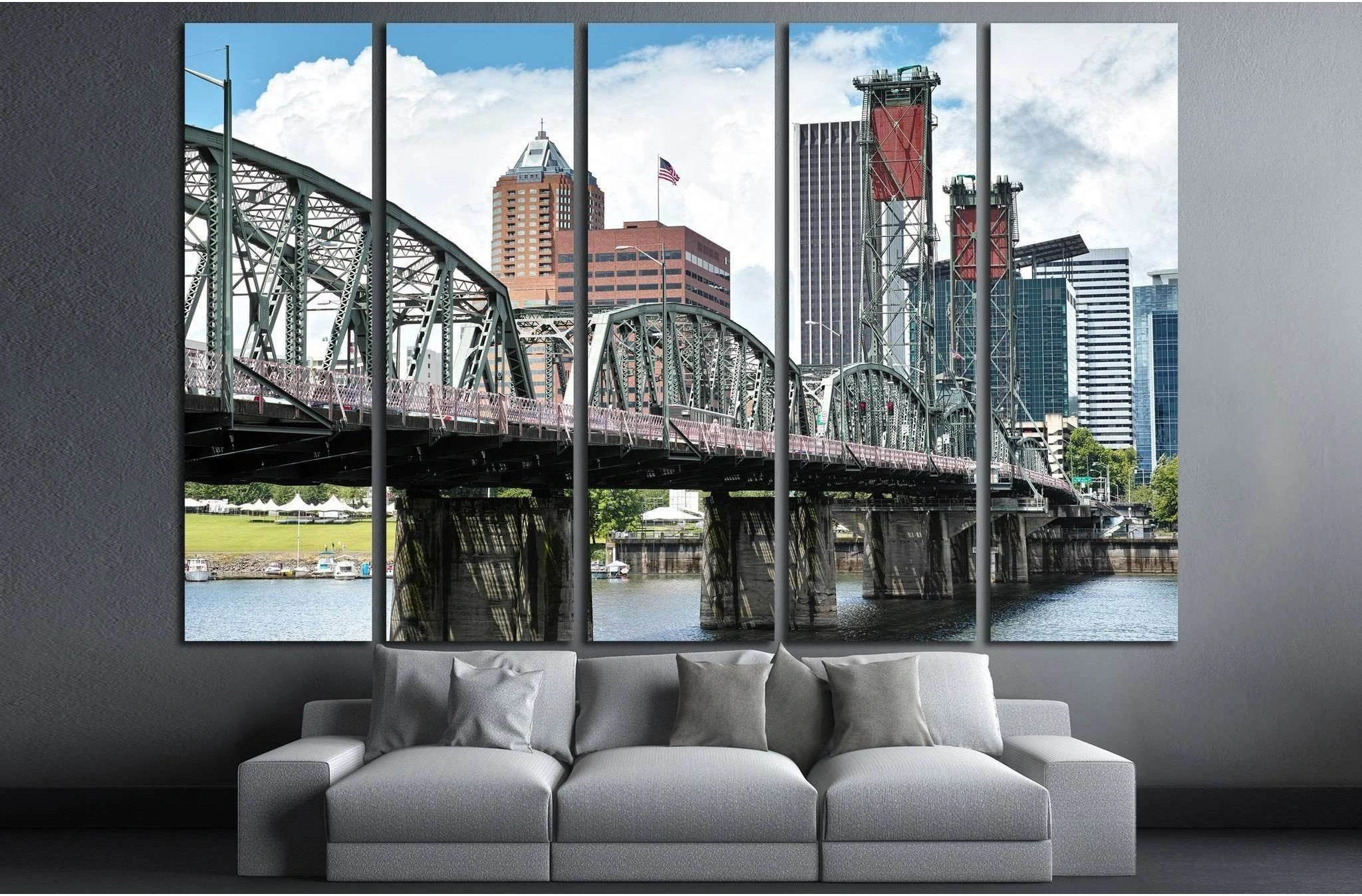 Hawthorn bridge, Portland, Oregon №796 Ready to Hang Canvas Print - Zellart Canvas Prints ALL_Products, s-796