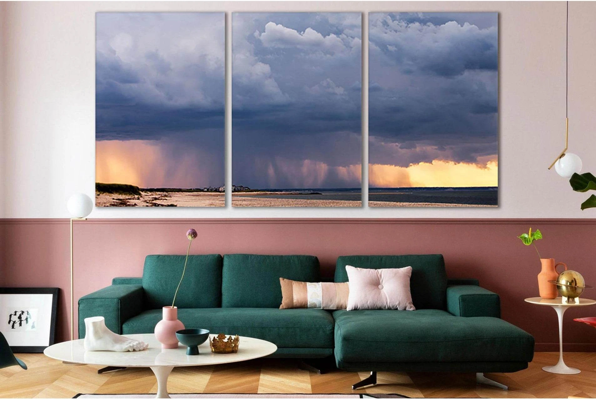 Heavy Rain Over The Sea №SL135 Ready to Hang Canvas Print - Zellart Canvas Prints 0new, ALL_Products, Beach Ocean & Waves