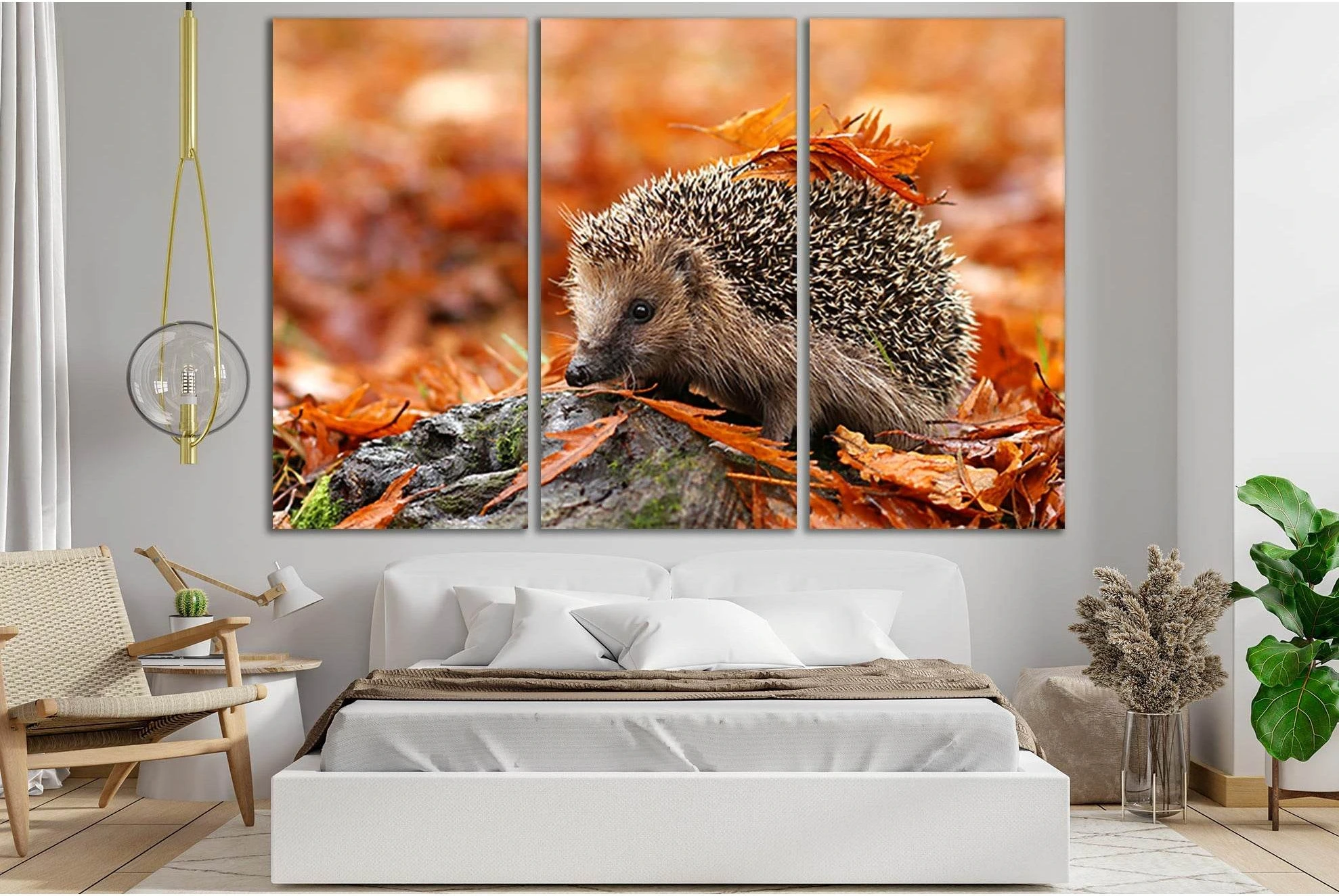 Hedgehog In Autumn Leaves №SL626 Ready to Hang Canvas Print - Zellart Canvas Prints 0new, ALL_Products, Autumn Wall Art